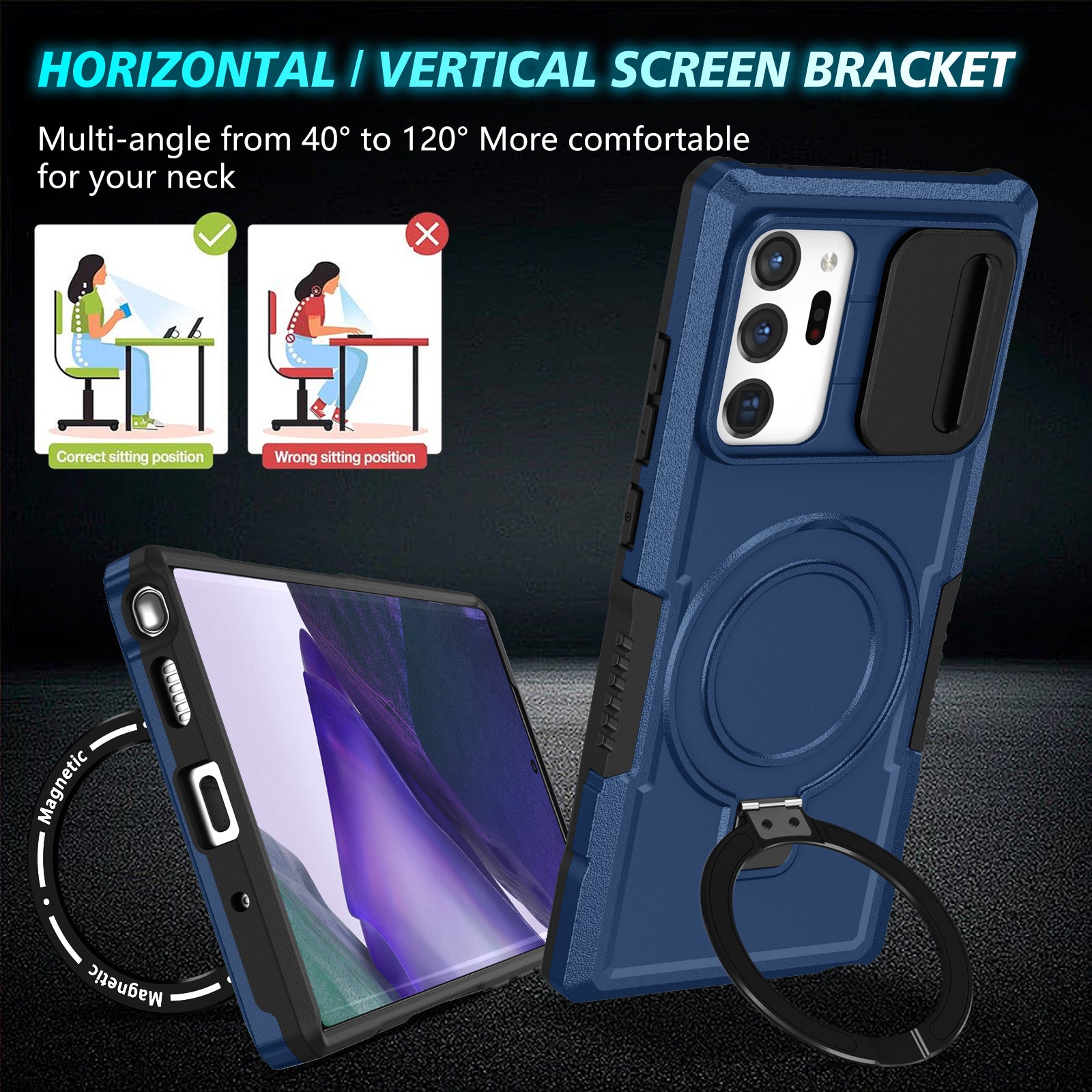 For Samsung Galaxy Note20 Ultra / Note20 Ultra 5G Case Anti-drop PC+TPU Phone Shell Compatible with MagSafe