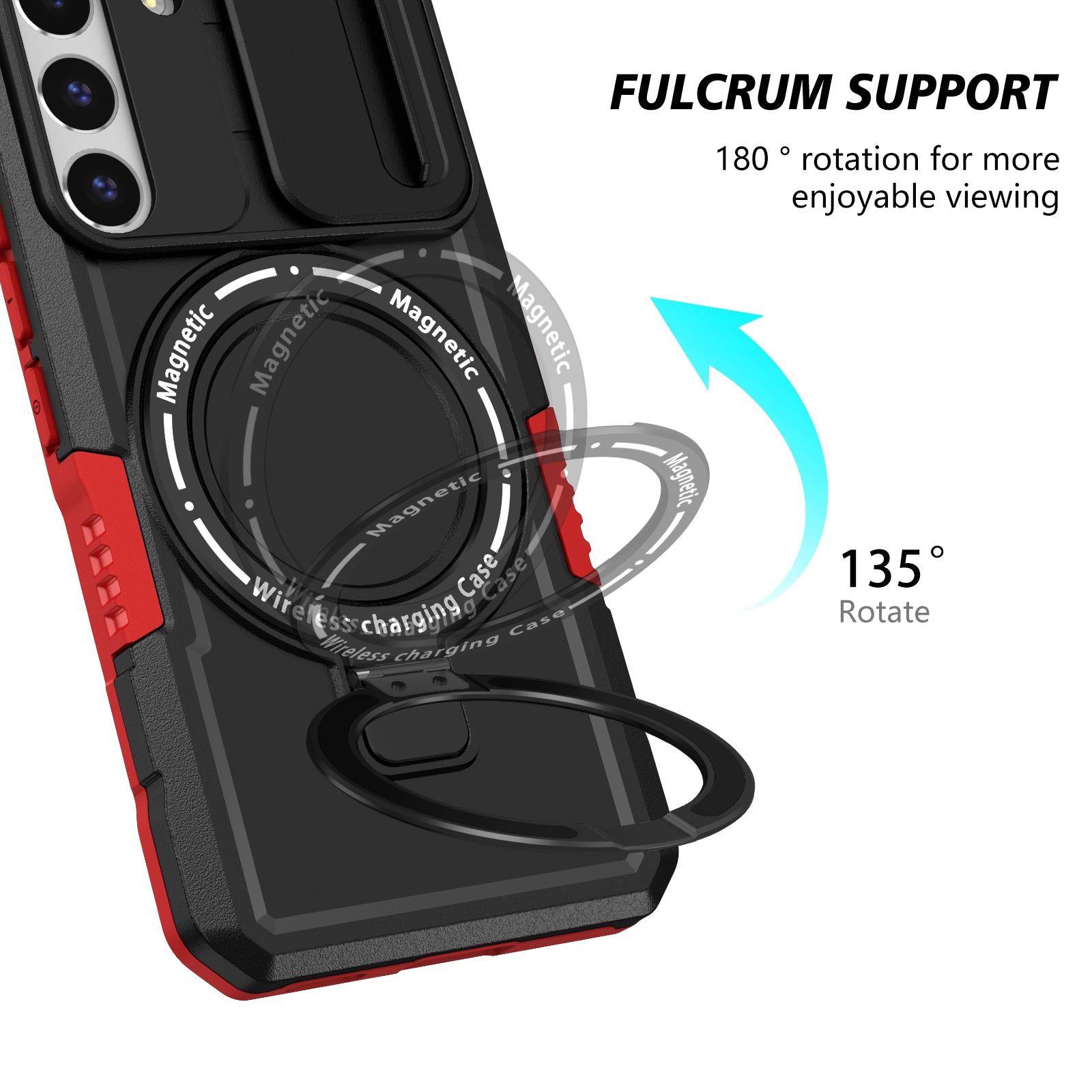 For Samsung Galaxy S22 5G Case PC+TPU Magnetic Phone Shell with Slide Camera Lid