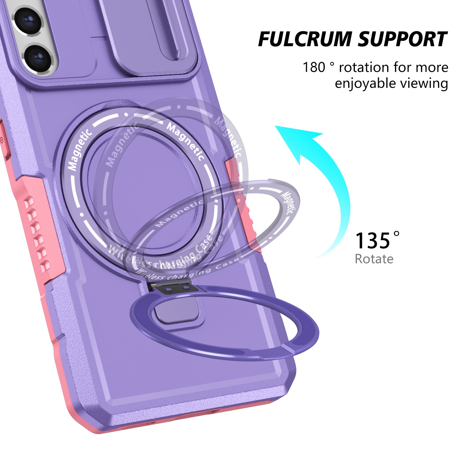 For Samsung Galaxy S21 FE 5G Case PC+TPU Magnetic Phone Shell with Slide Camera Cover