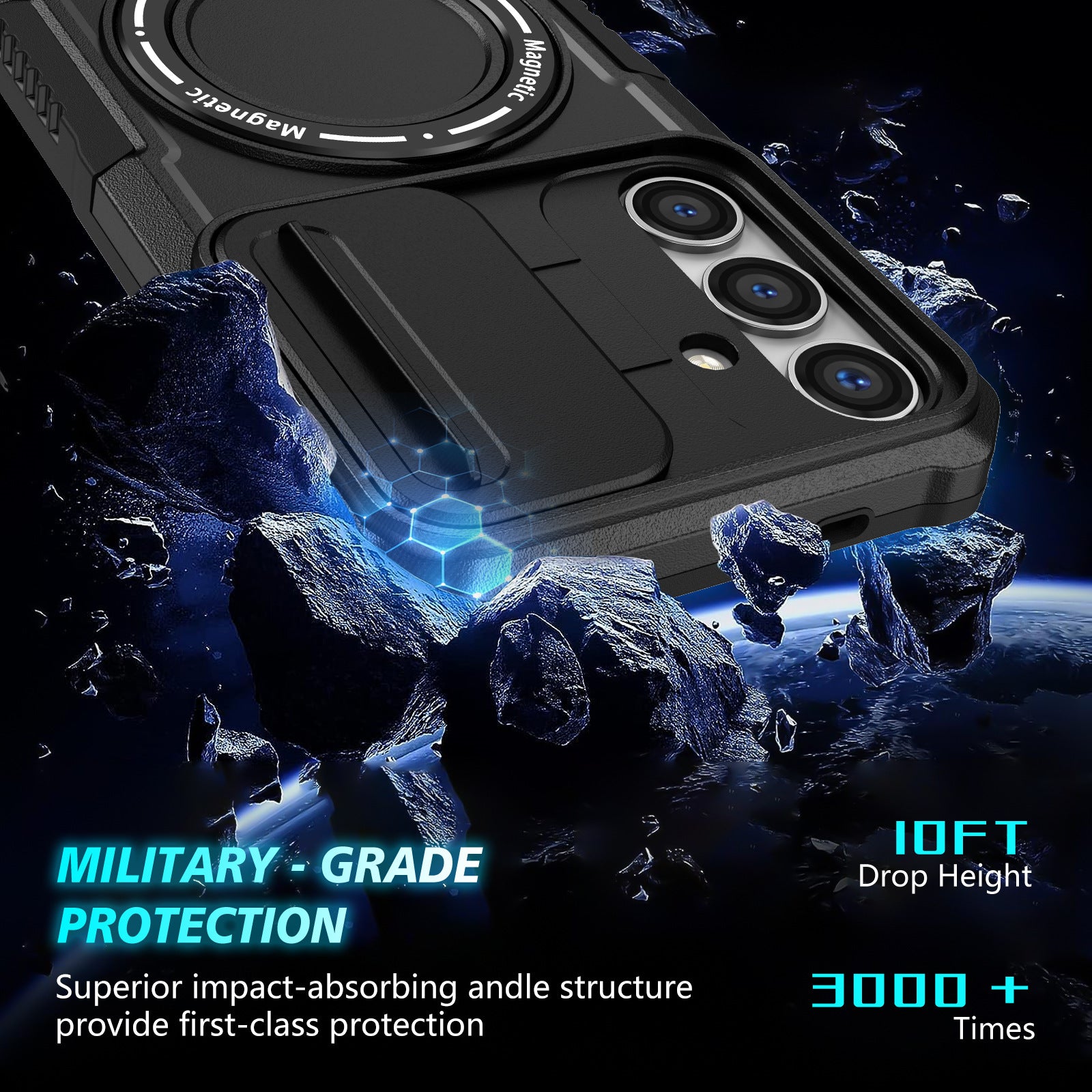 For Samsung Galaxy S24 Case Compatible with MagSafe PC+TPU Phone Case with Lens Lid