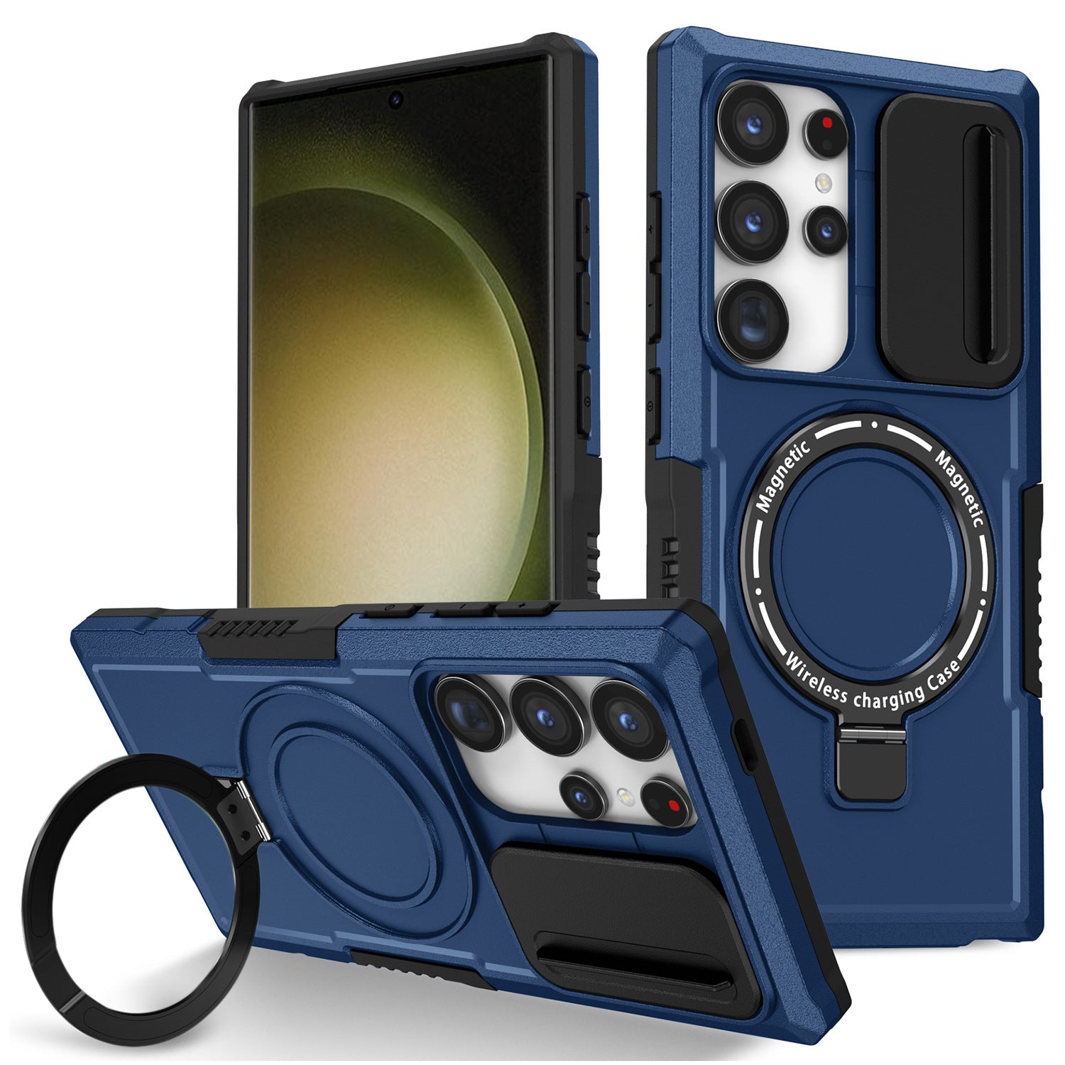 For Samsung Galaxy S24 Ultra Case PC+TPU Phone Cover with Lens Lid Compatible with MagSafe