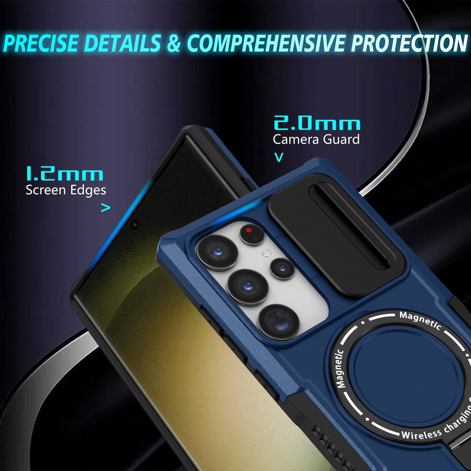 For Samsung Galaxy S24 Ultra Case PC+TPU Phone Cover with Lens Lid Compatible with MagSafe