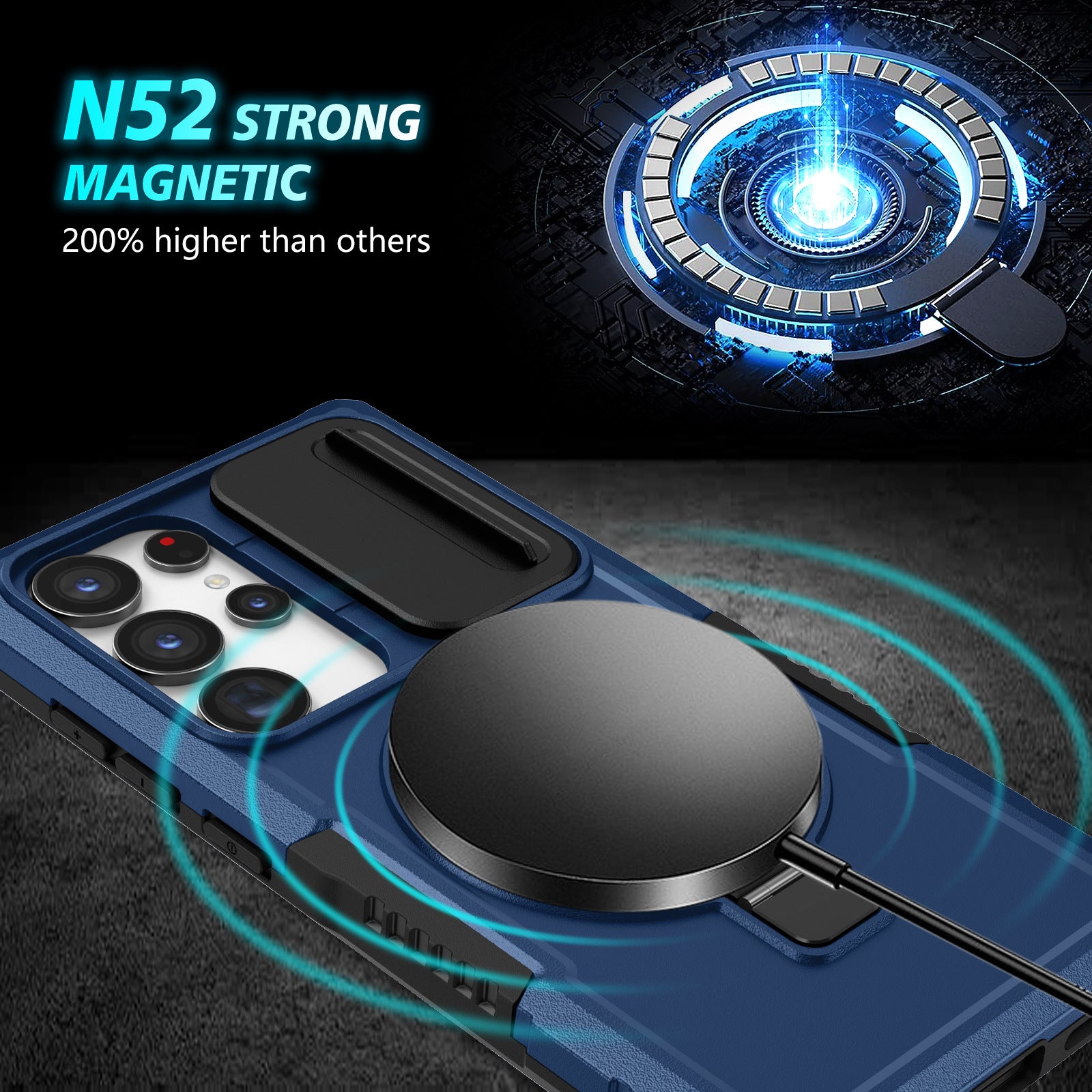 For Samsung Galaxy S24 Ultra Case PC+TPU Phone Cover with Lens Lid Compatible with MagSafe