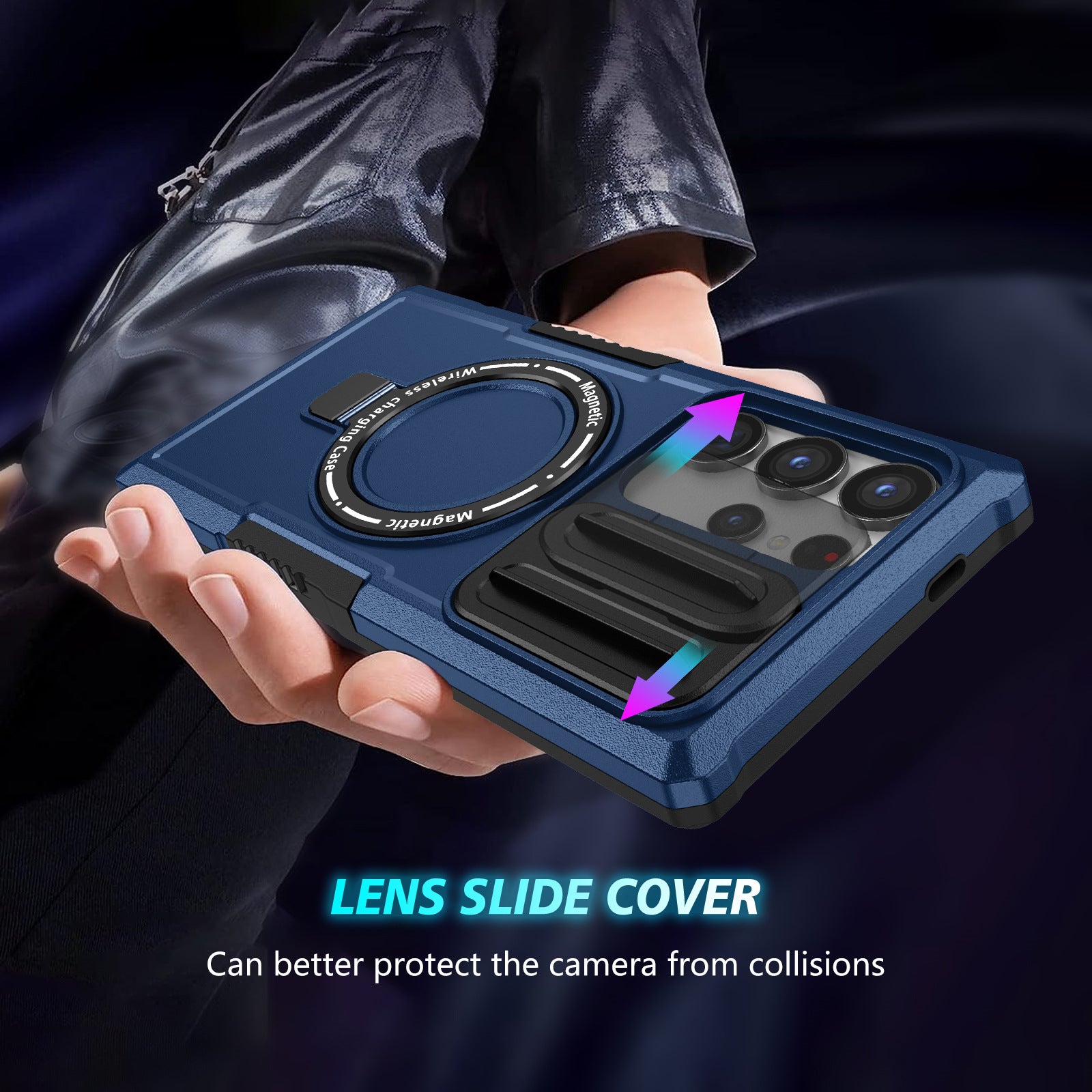 For Samsung Galaxy S24 Ultra Case PC+TPU Phone Cover with Lens Lid Compatible with MagSafe