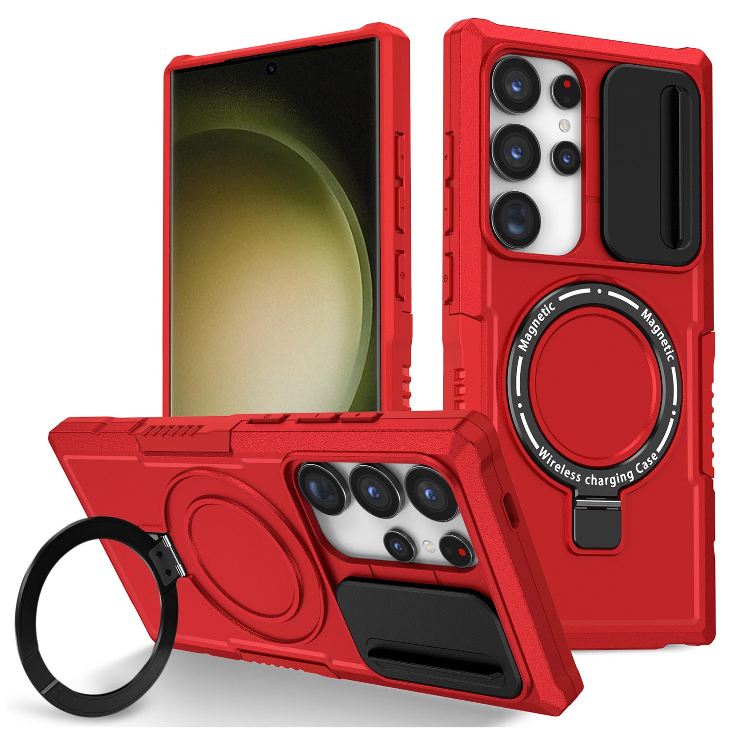 For Samsung Galaxy S24 Ultra Case PC+TPU Phone Cover with Lens Lid Compatible with MagSafe