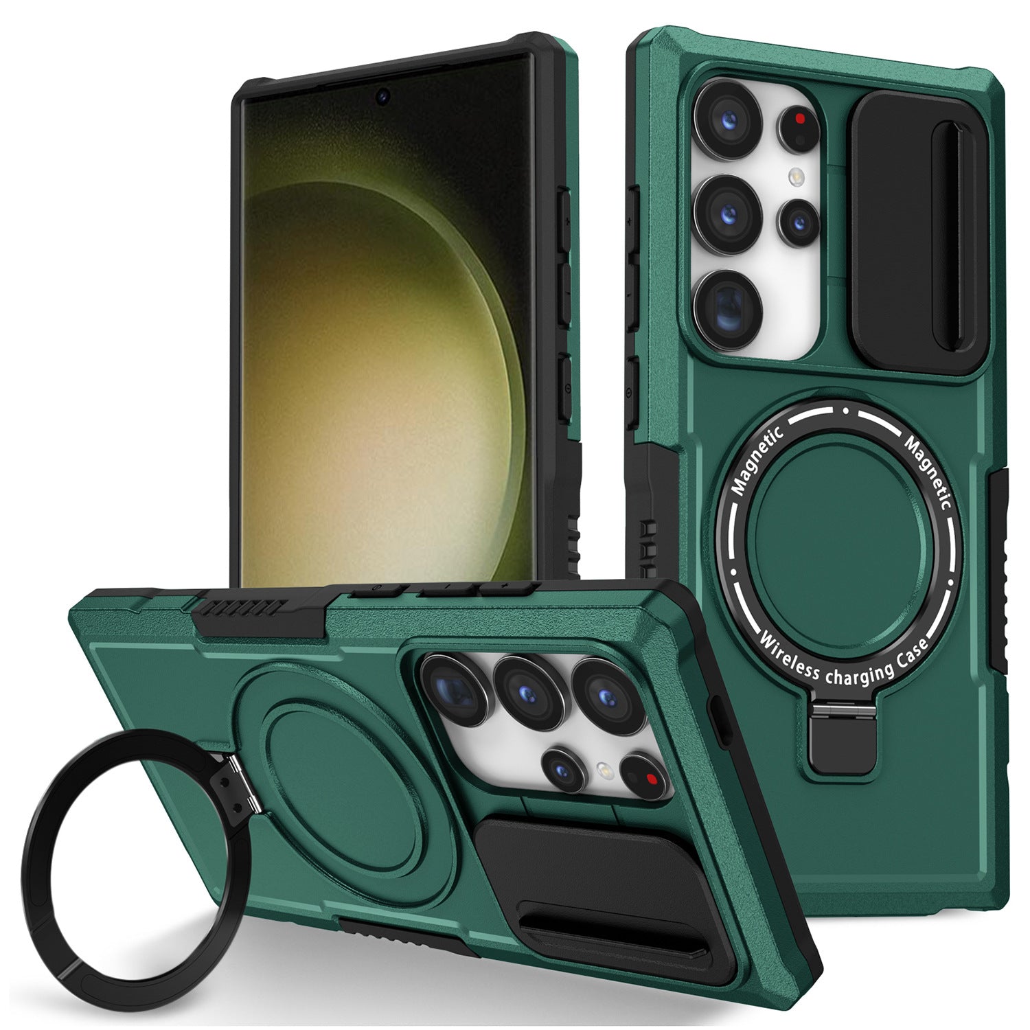 For Samsung Galaxy S24 Ultra Case PC+TPU Phone Cover with Lens Lid Compatible with MagSafe