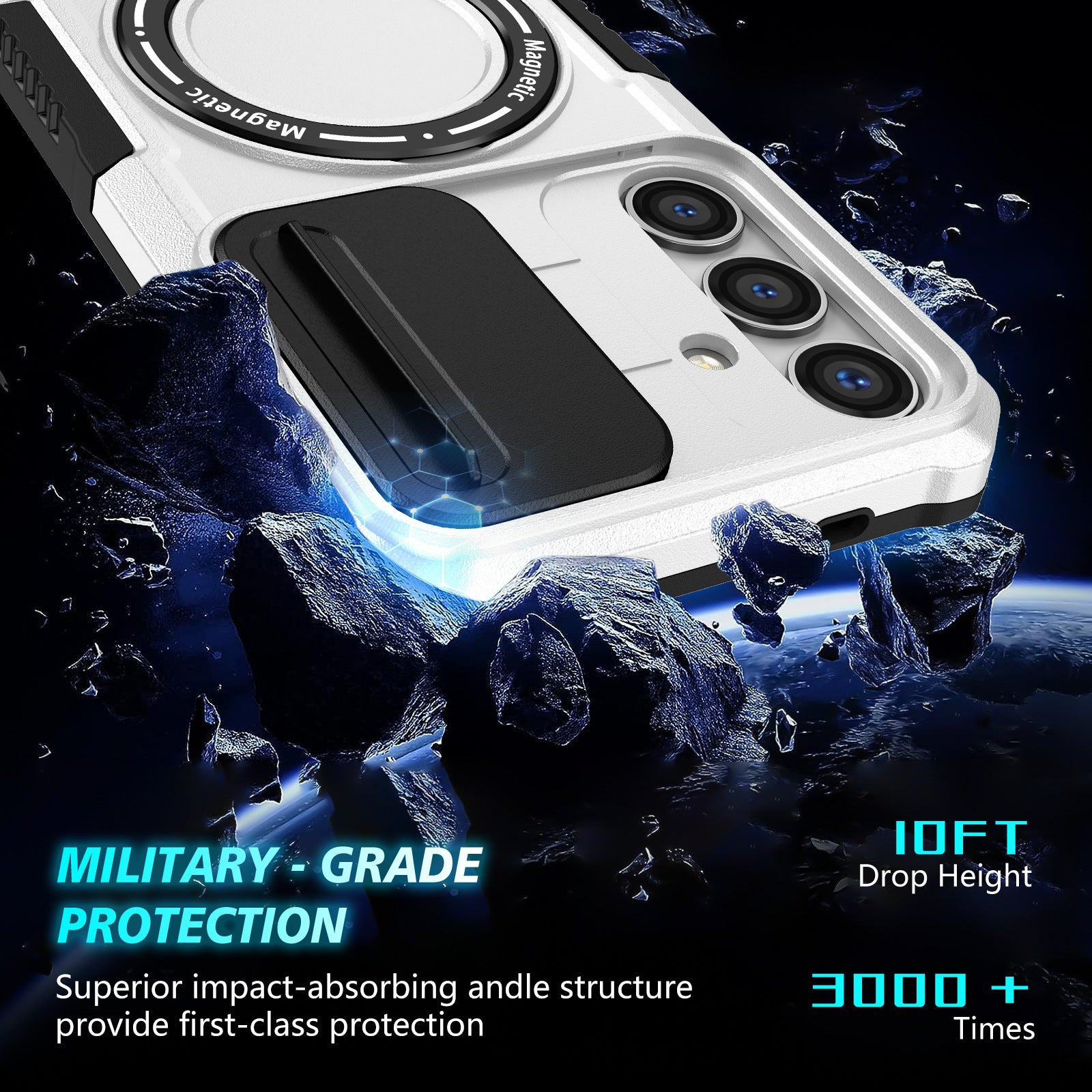 For Samsung Galaxy S24+ Case Slide Lens Window Kickstand Protective Cover Compatible with MagSafe