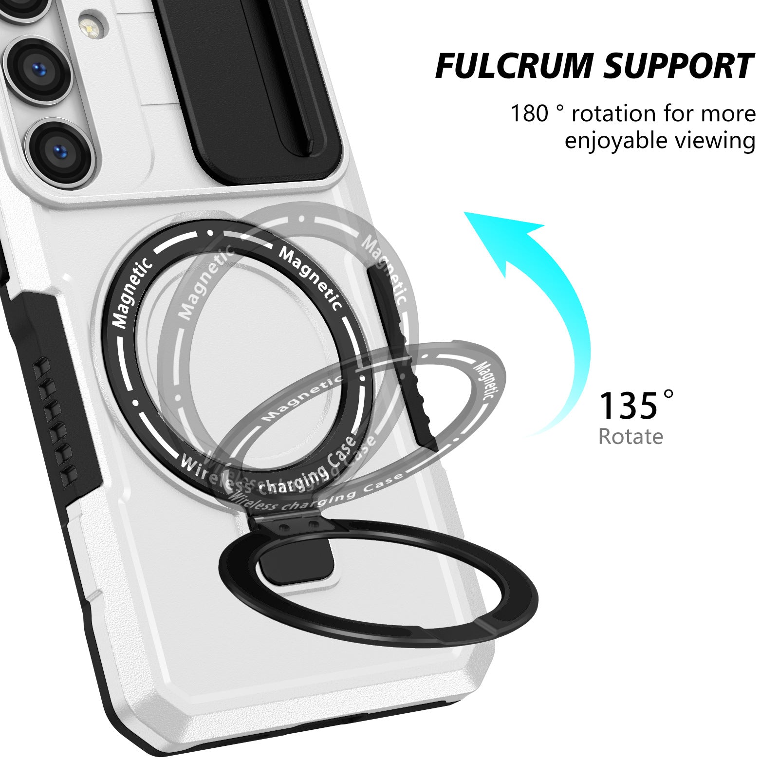 For Samsung Galaxy S24+ Case Slide Lens Window Kickstand Protective Cover Compatible with MagSafe