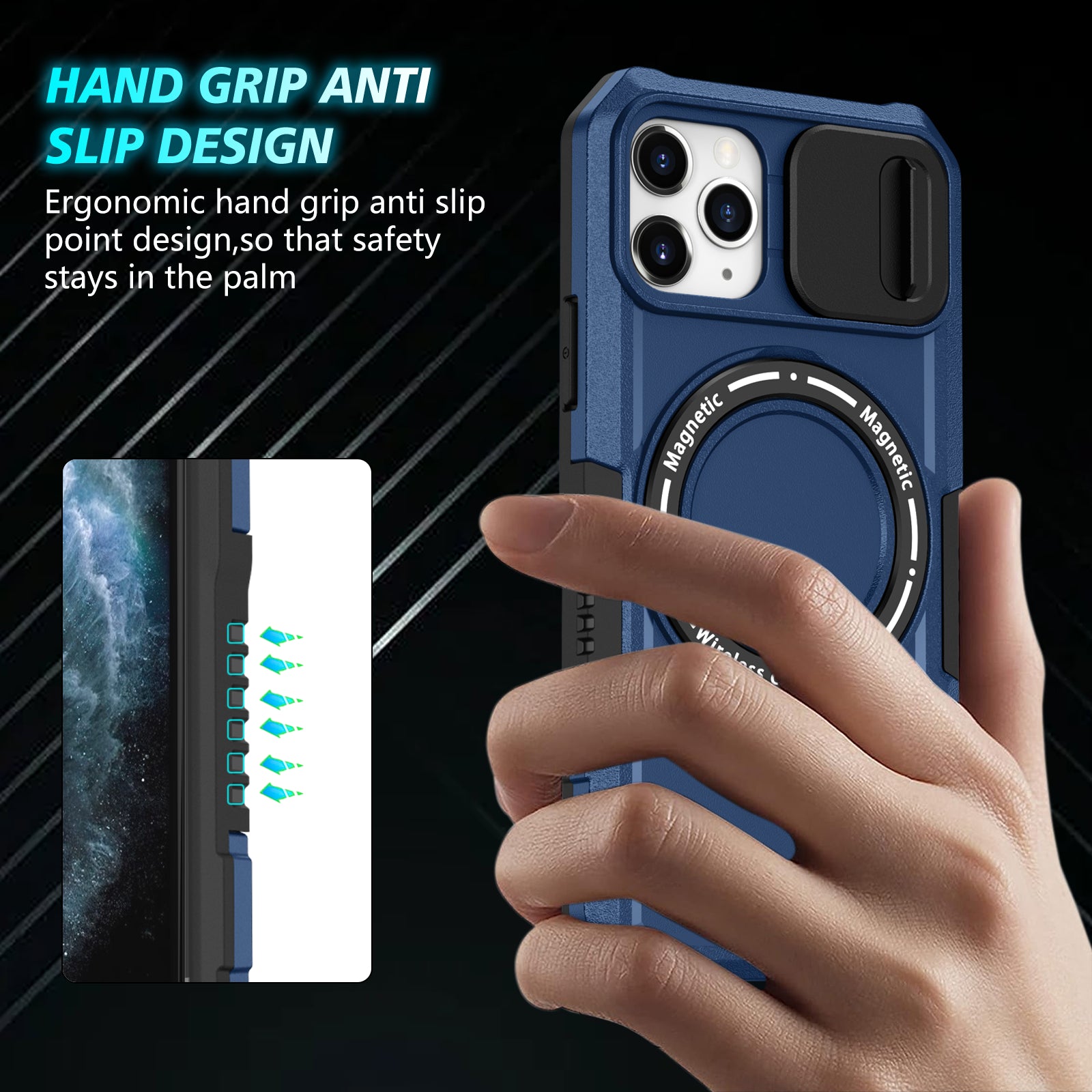 For iPhone 11 Pro Case Compatible with MagSafe PC+TPU Camera Protection Phone Cover