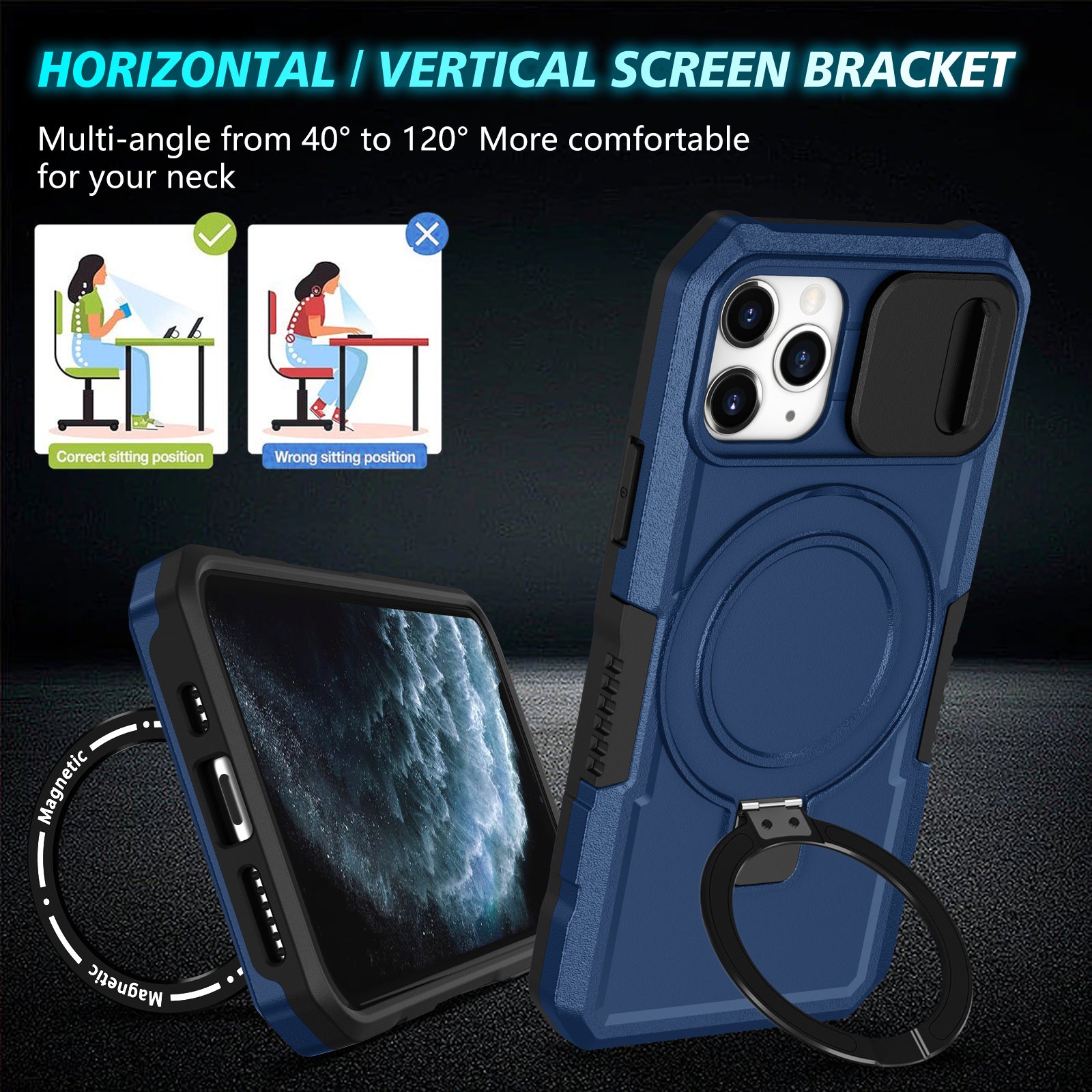 For iPhone 11 Pro Case Compatible with MagSafe PC+TPU Camera Protection Phone Cover