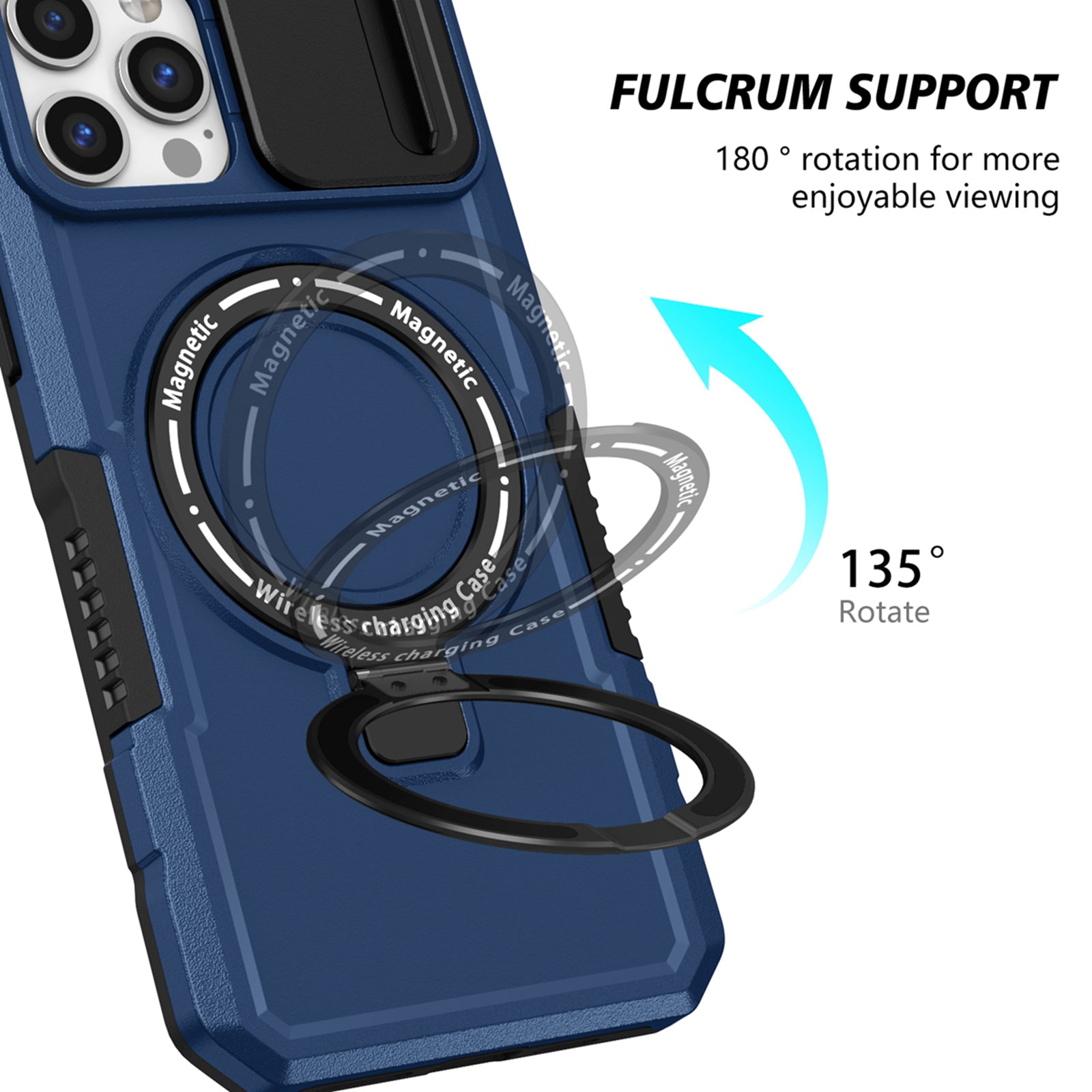 For iPhone 12 Pro Max 6.7 inch Magnetic Phone Case PC+TPU Cover with Slide Camera Lid