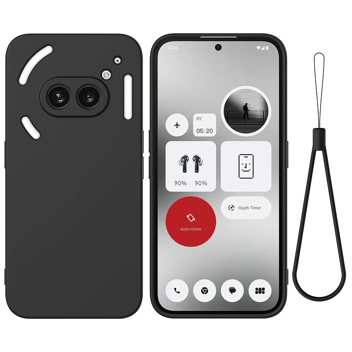 For Nothing Phone (2a) Case with Hand Strap Soft Lining Liquid Silicone Phone Cover