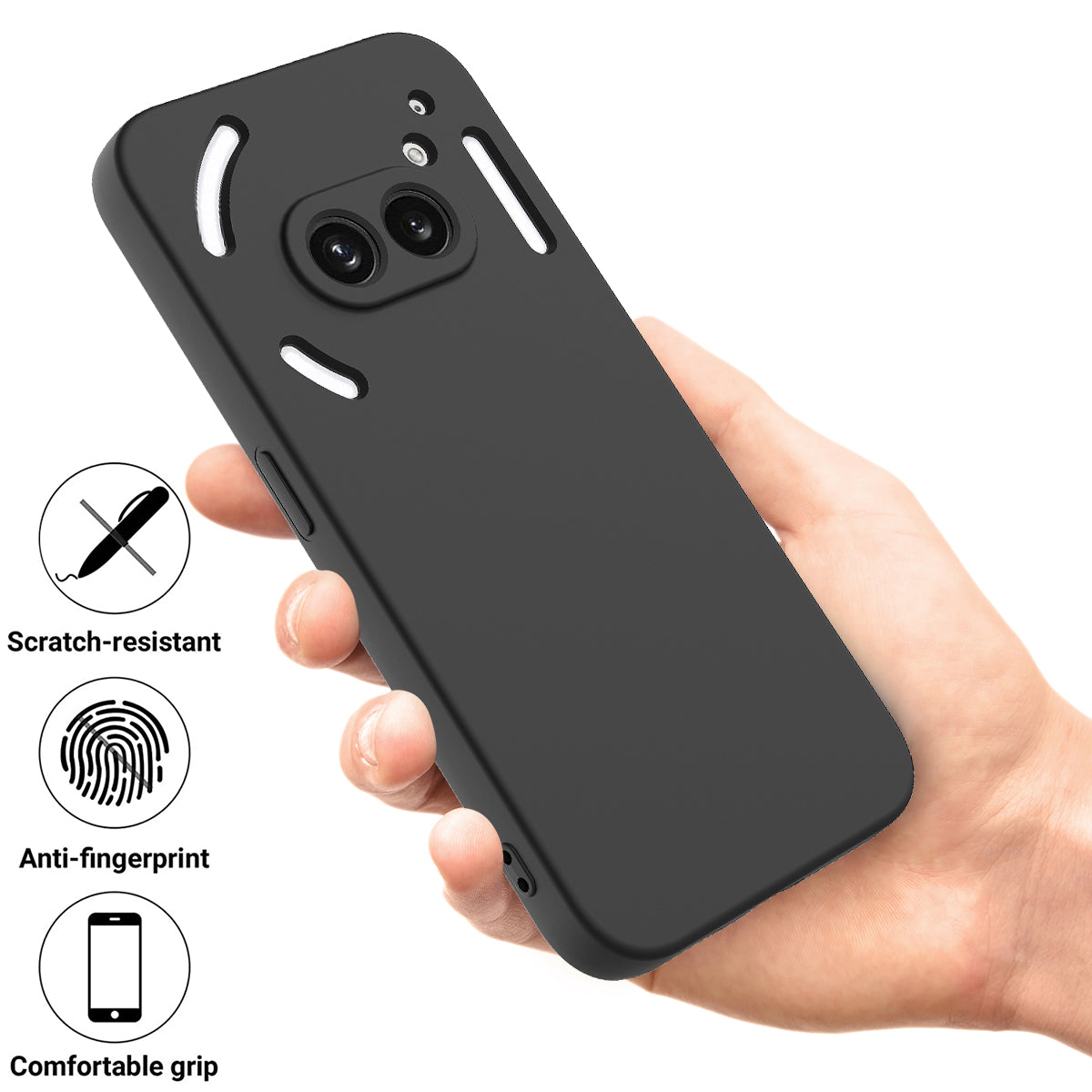 For Nothing Phone (2a) Case with Hand Strap Soft Lining Liquid Silicone Phone Cover