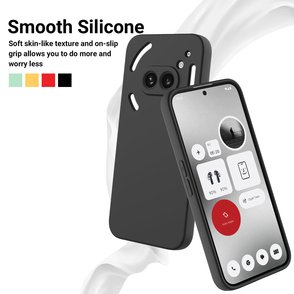 For Nothing Phone (2a) Case with Hand Strap Soft Lining Liquid Silicone Phone Cover
