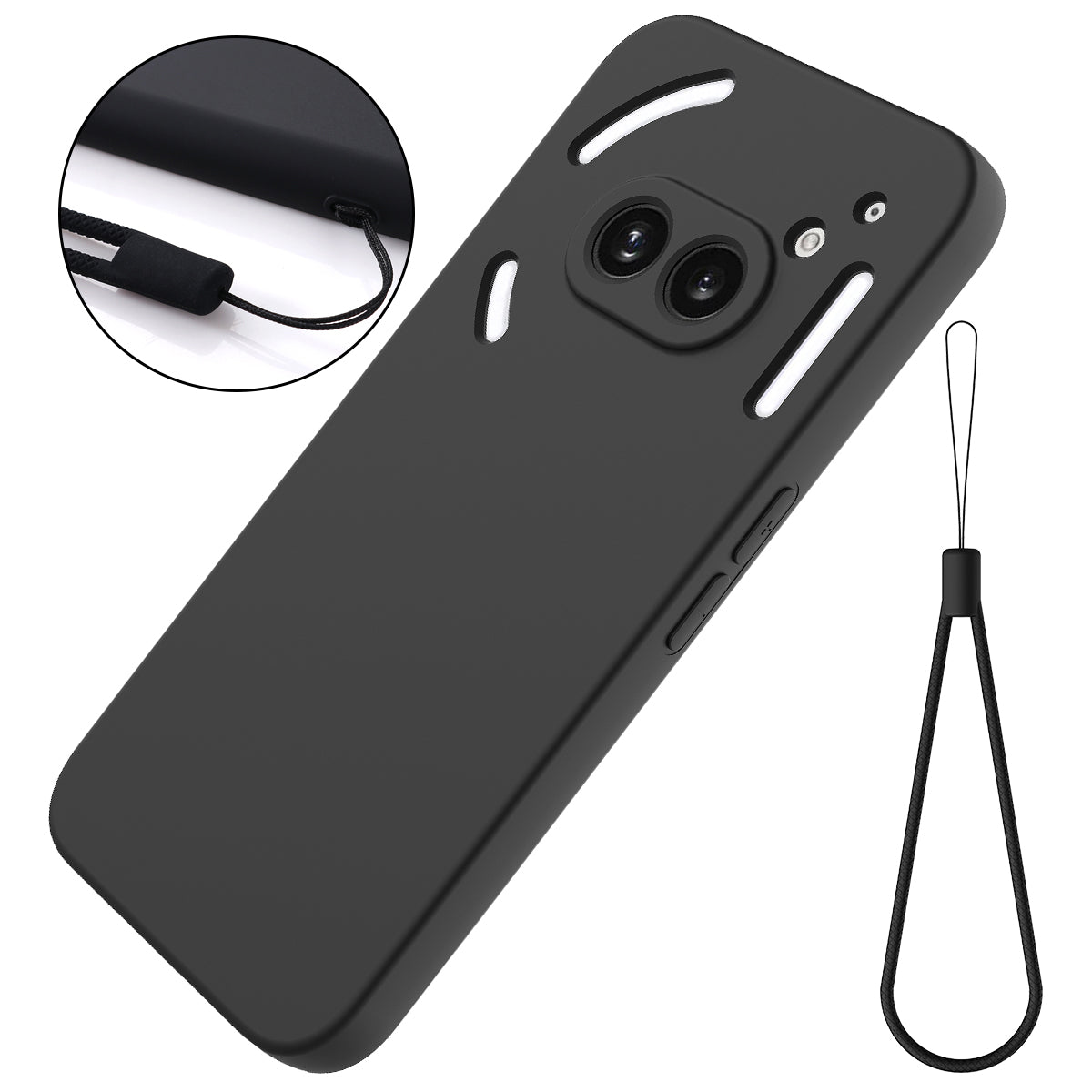 For Nothing Phone (2a) Case with Hand Strap Soft Lining Liquid Silicone Phone Cover