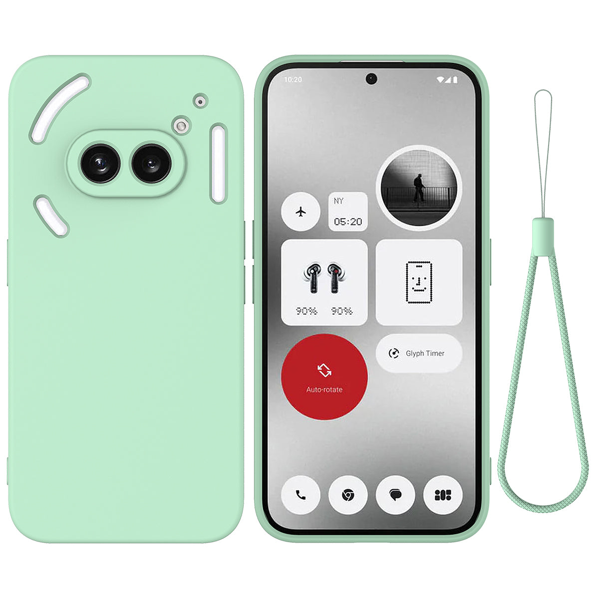 For Nothing Phone (2a) Case with Hand Strap Soft Lining Liquid Silicone Phone Cover