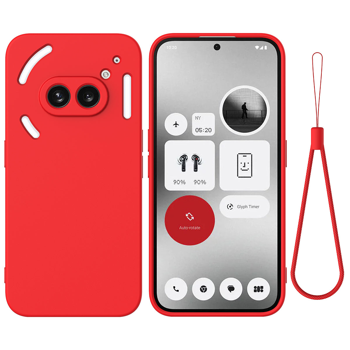 For Nothing Phone (2a) Case with Hand Strap Soft Lining Liquid Silicone Phone Cover