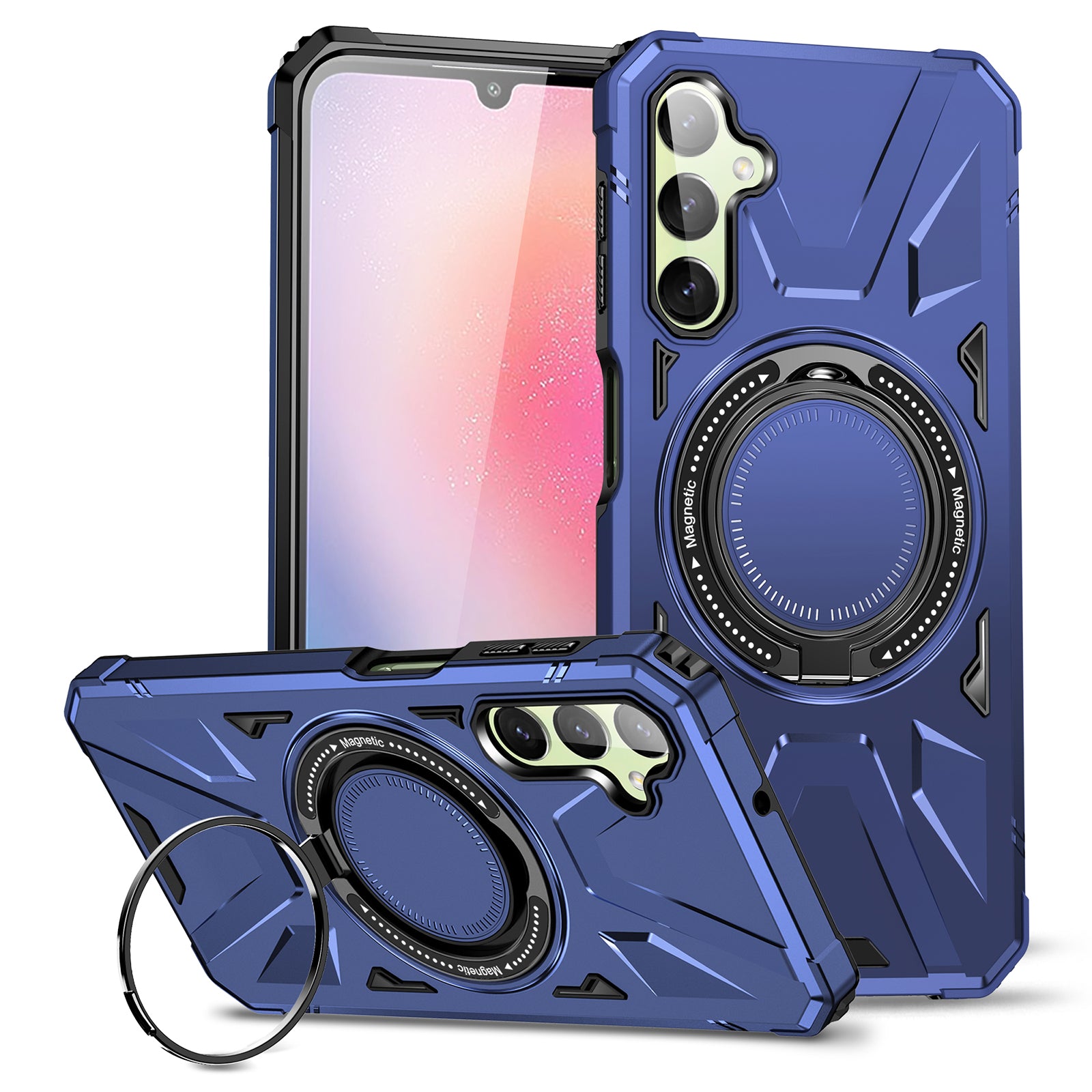 For Samsung Galaxy A55 5G Case Magnetic Ring Kickstand TPU+PC Phone Cover