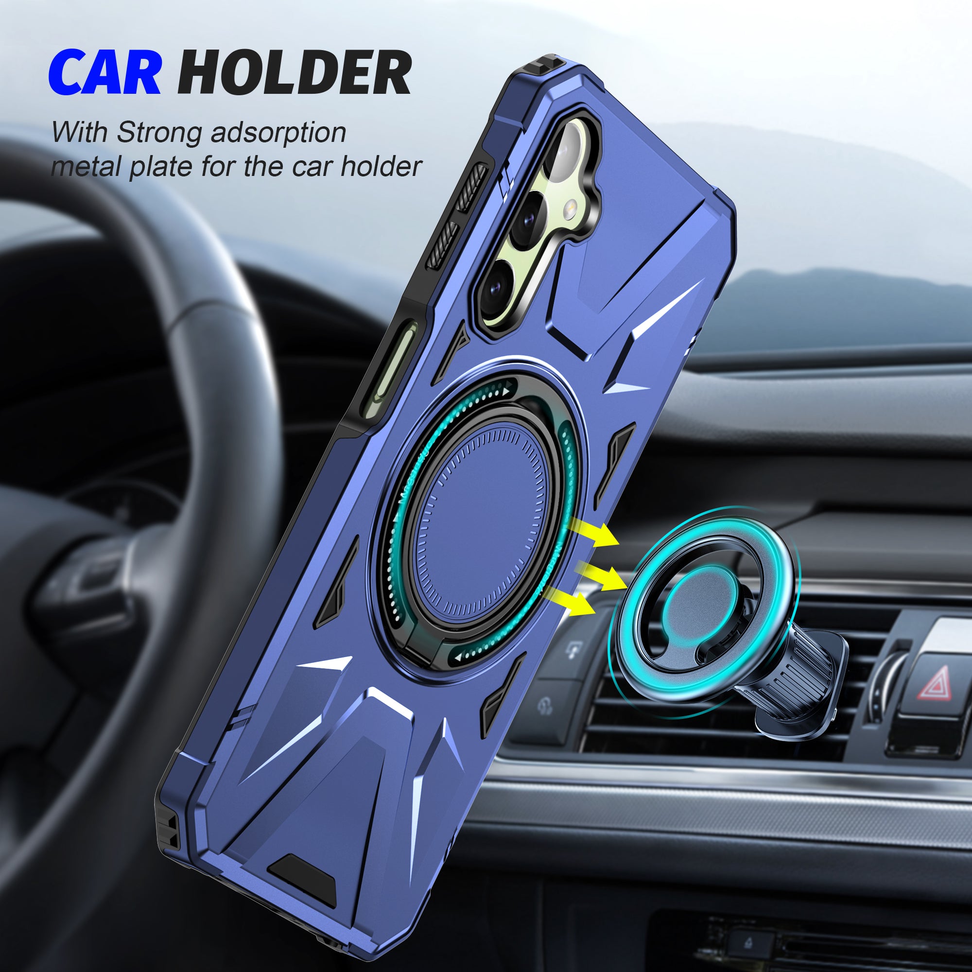 For Samsung Galaxy A55 5G Case Magnetic Ring Kickstand TPU+PC Phone Cover