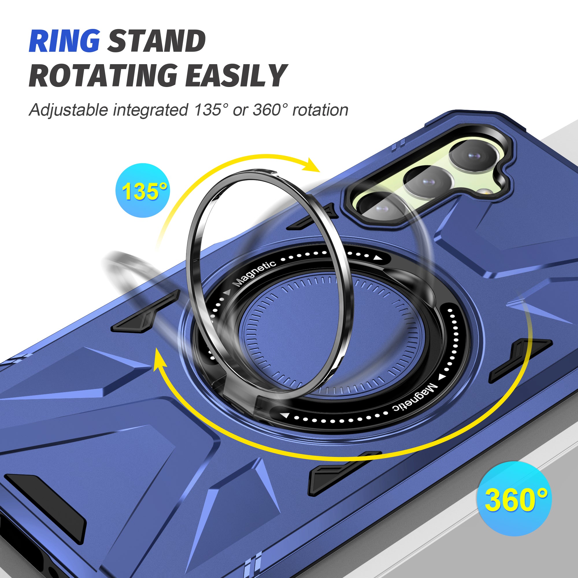 For Samsung Galaxy A55 5G Case Magnetic Ring Kickstand TPU+PC Phone Cover