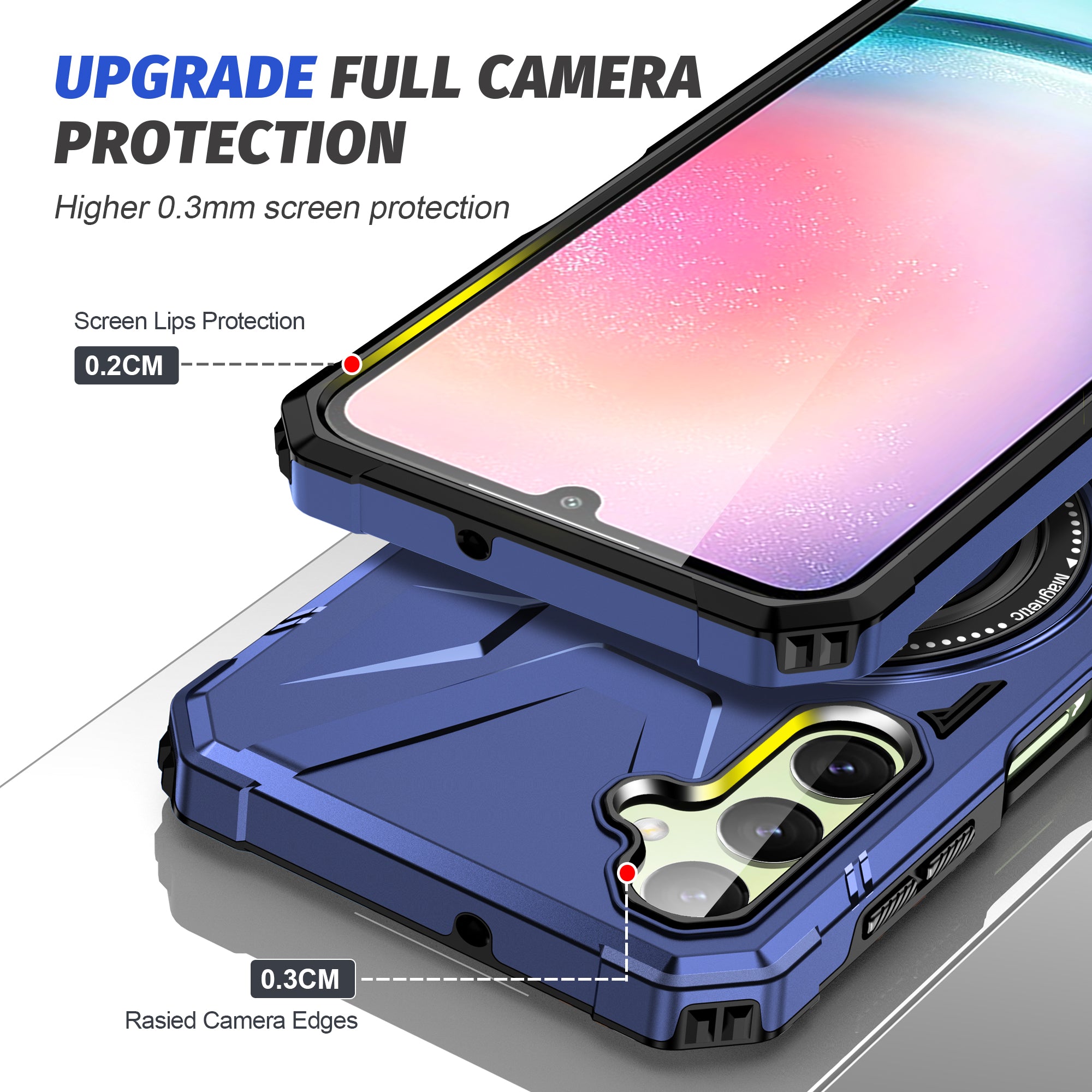 For Samsung Galaxy A55 5G Case Magnetic Ring Kickstand TPU+PC Phone Cover