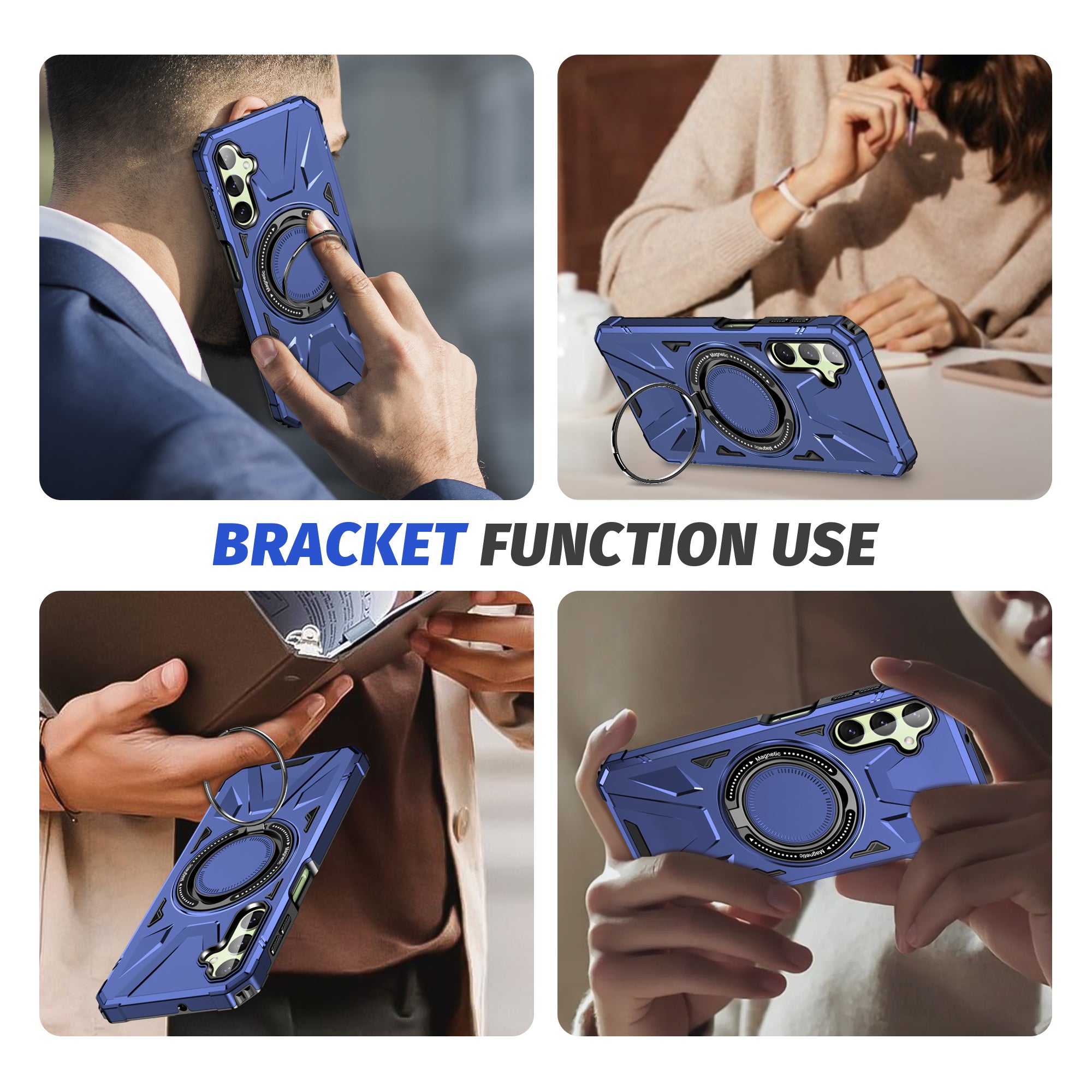 For Samsung Galaxy A55 5G Case Magnetic Ring Kickstand TPU+PC Phone Cover