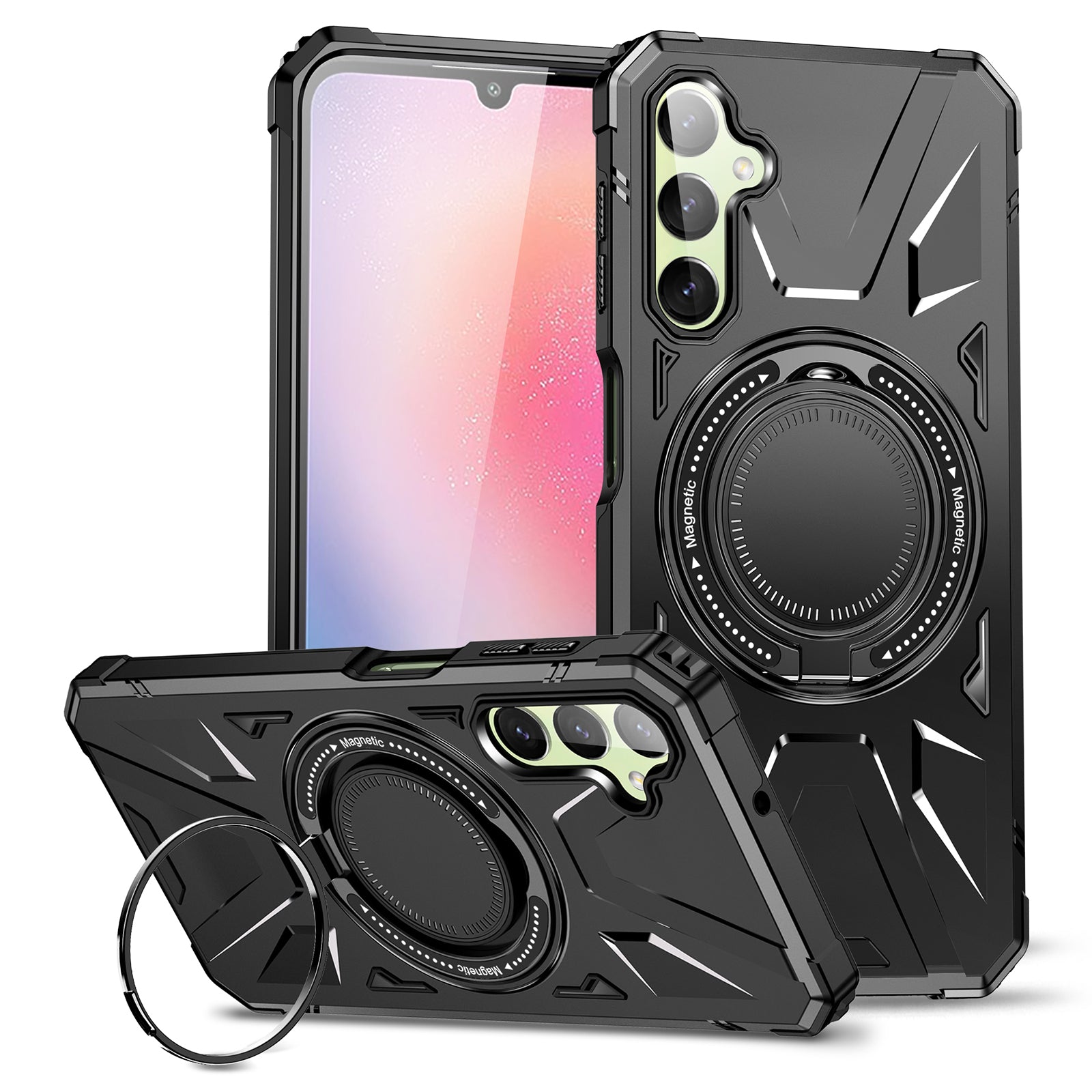 For Samsung Galaxy A55 5G Case Magnetic Ring Kickstand TPU+PC Phone Cover