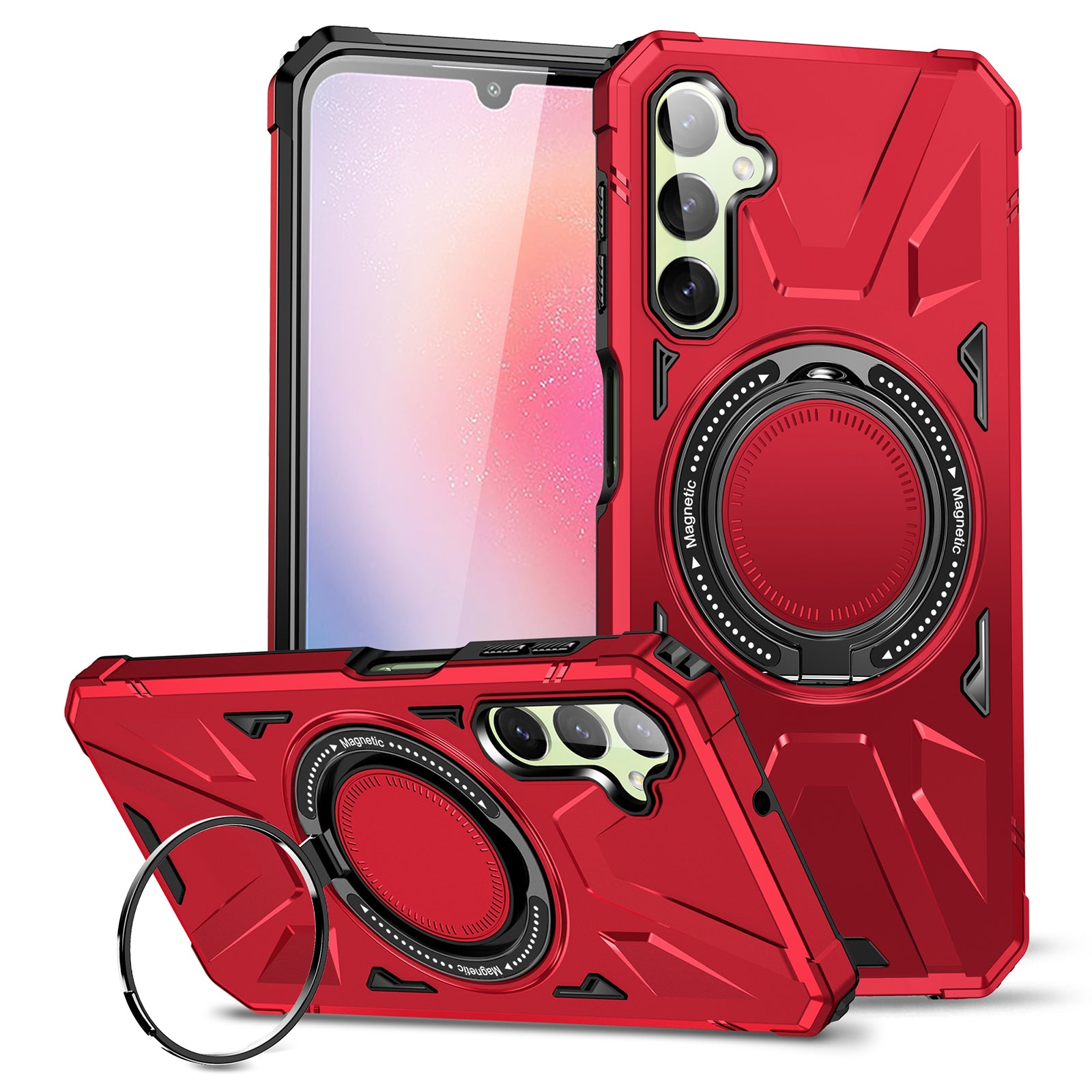 For Samsung Galaxy A55 5G Case Magnetic Ring Kickstand TPU+PC Phone Cover