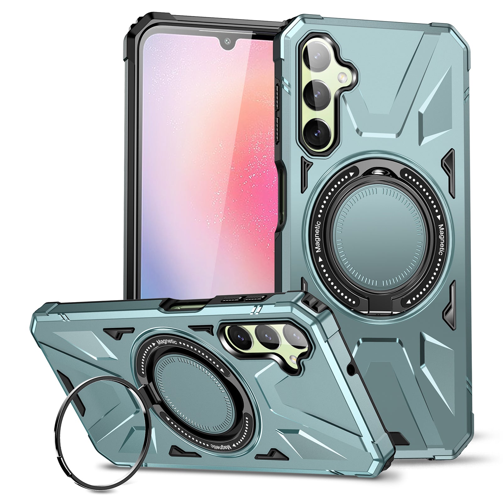 For Samsung Galaxy A55 5G Case Magnetic Ring Kickstand TPU+PC Phone Cover