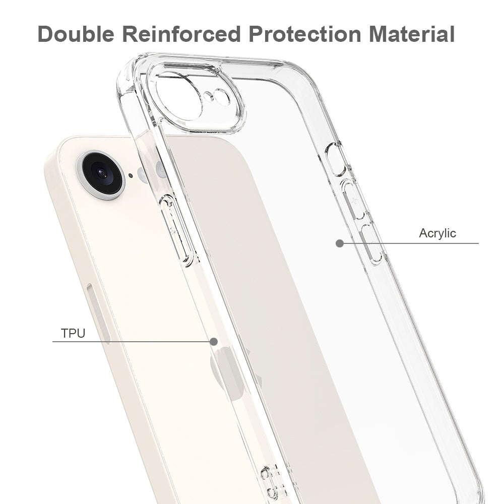 For iPhone SE (2024) Case TPU+Acrylic Crystal Transparent Protective Phone Cover