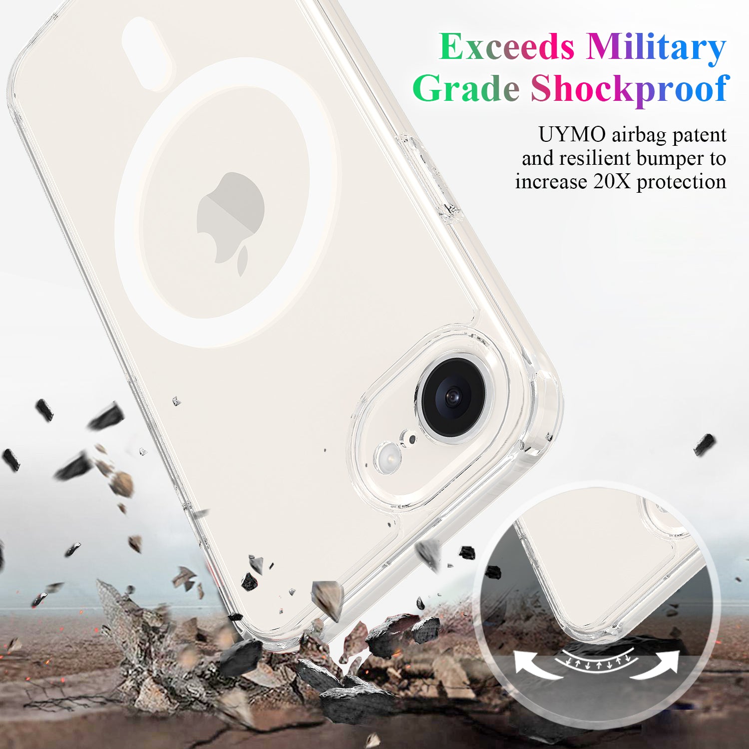 For iPhone SE (2024) Clear Case Clear TPU+Acrylic Phone Cover Compatible with MagSafe