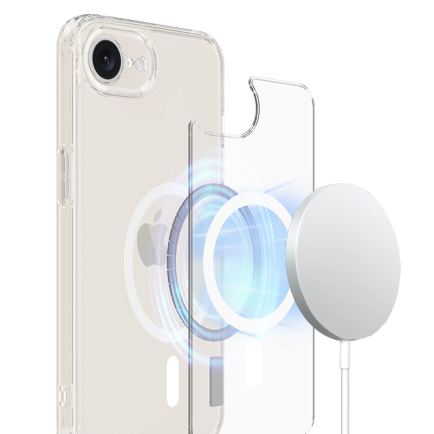 For iPhone SE (2024) Clear Case Clear TPU+Acrylic Phone Cover Compatible with MagSafe