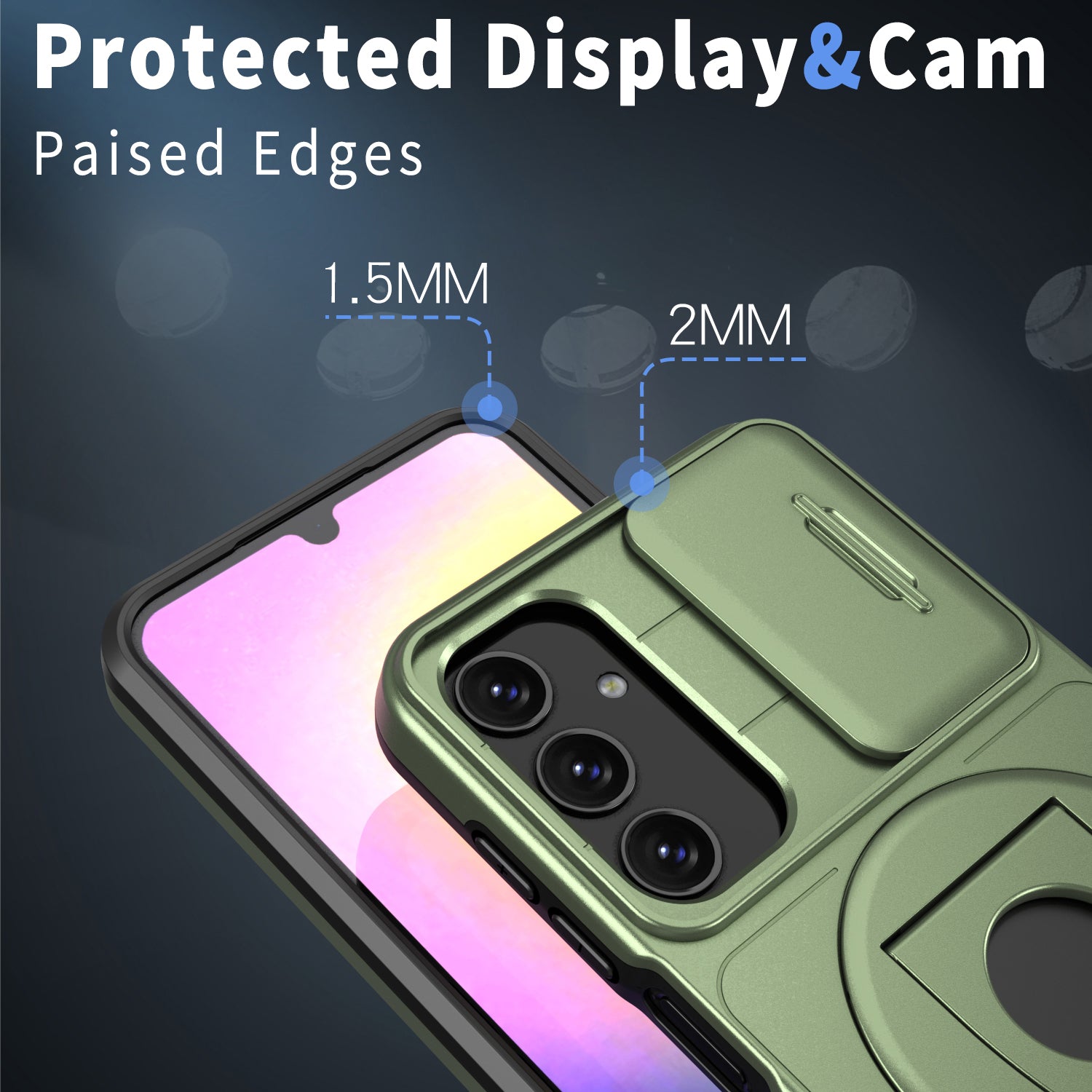 For Samsung Galaxy A25 5G (Global) (161.0 x 76.5 x 8.3mm) Case Kickstand TPU+PC Magnetic Phone Cover