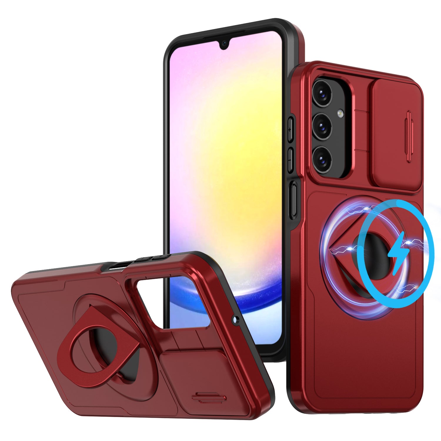 For Samsung Galaxy A25 5G (Global) (161.0 x 76.5 x 8.3mm) Case Kickstand TPU+PC Magnetic Phone Cover