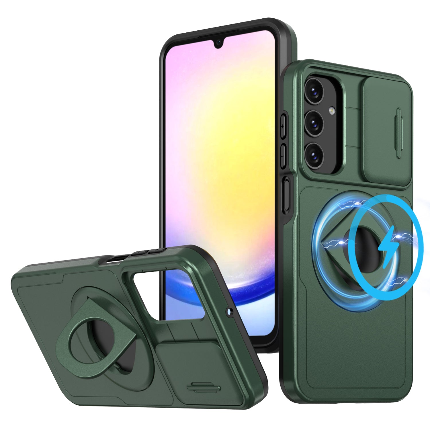 For Samsung Galaxy A25 5G (Global) (161.0 x 76.5 x 8.3mm) Case Kickstand TPU+PC Magnetic Phone Cover