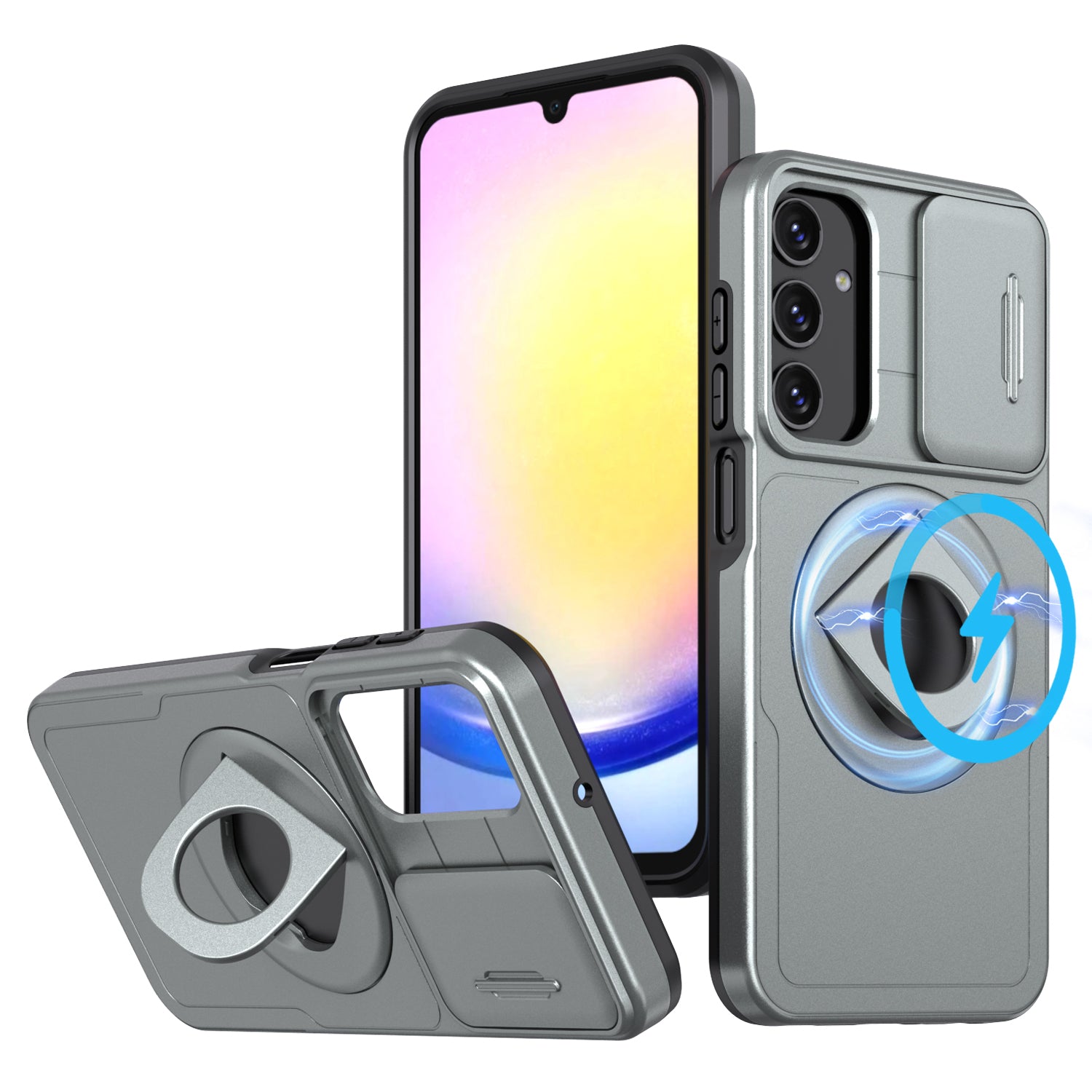 For Samsung Galaxy A25 5G (Global) (161.0 x 76.5 x 8.3mm) Case Kickstand TPU+PC Magnetic Phone Cover