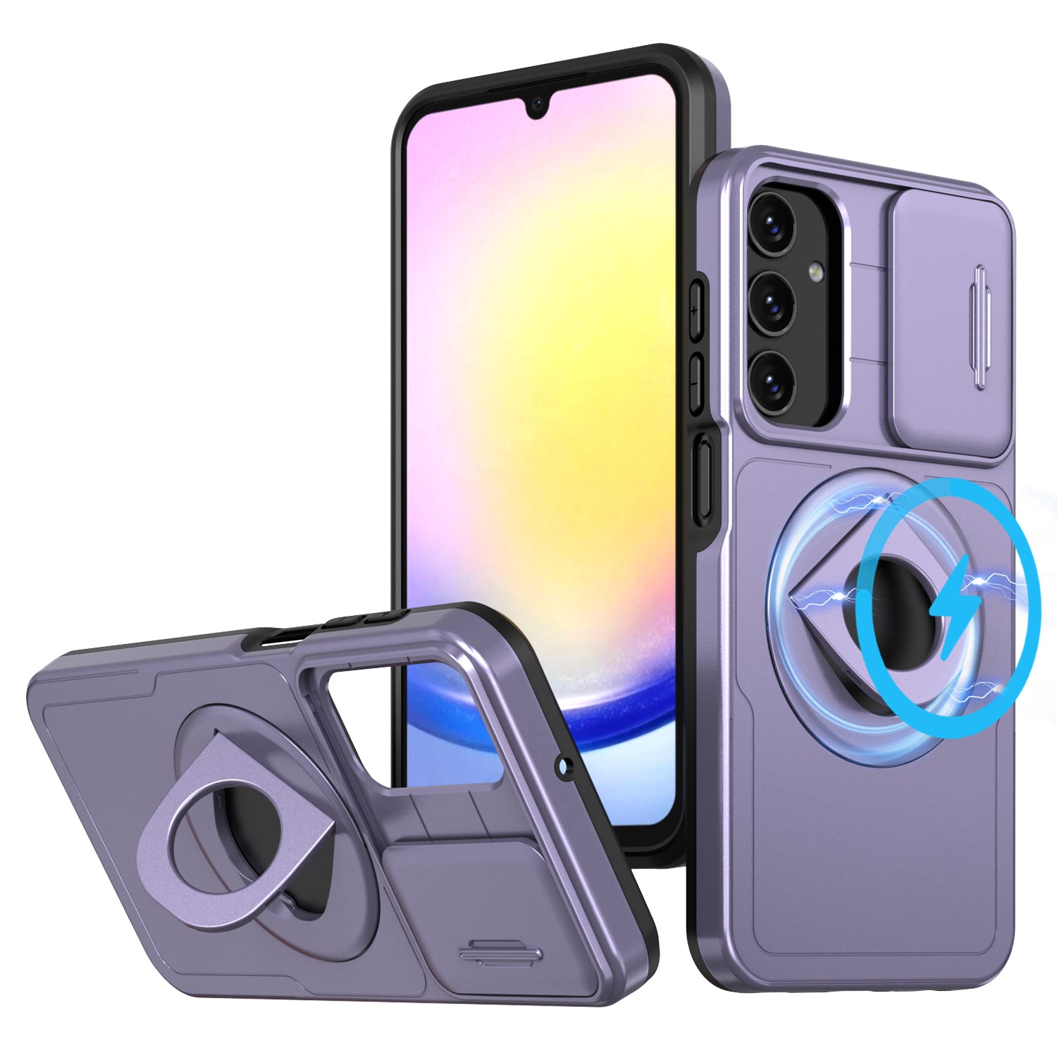 For Samsung Galaxy A25 5G (Global) (161.0 x 76.5 x 8.3mm) Case Kickstand TPU+PC Magnetic Phone Cover