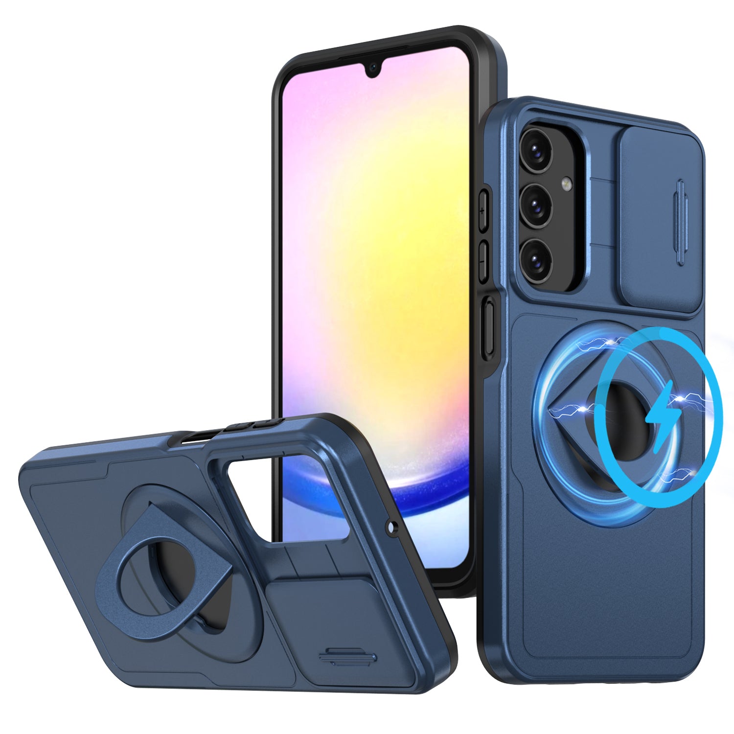 For Samsung Galaxy A05s 4G Case Built-in KickstandTPU+PC Phone Cover Slide Lens Protection