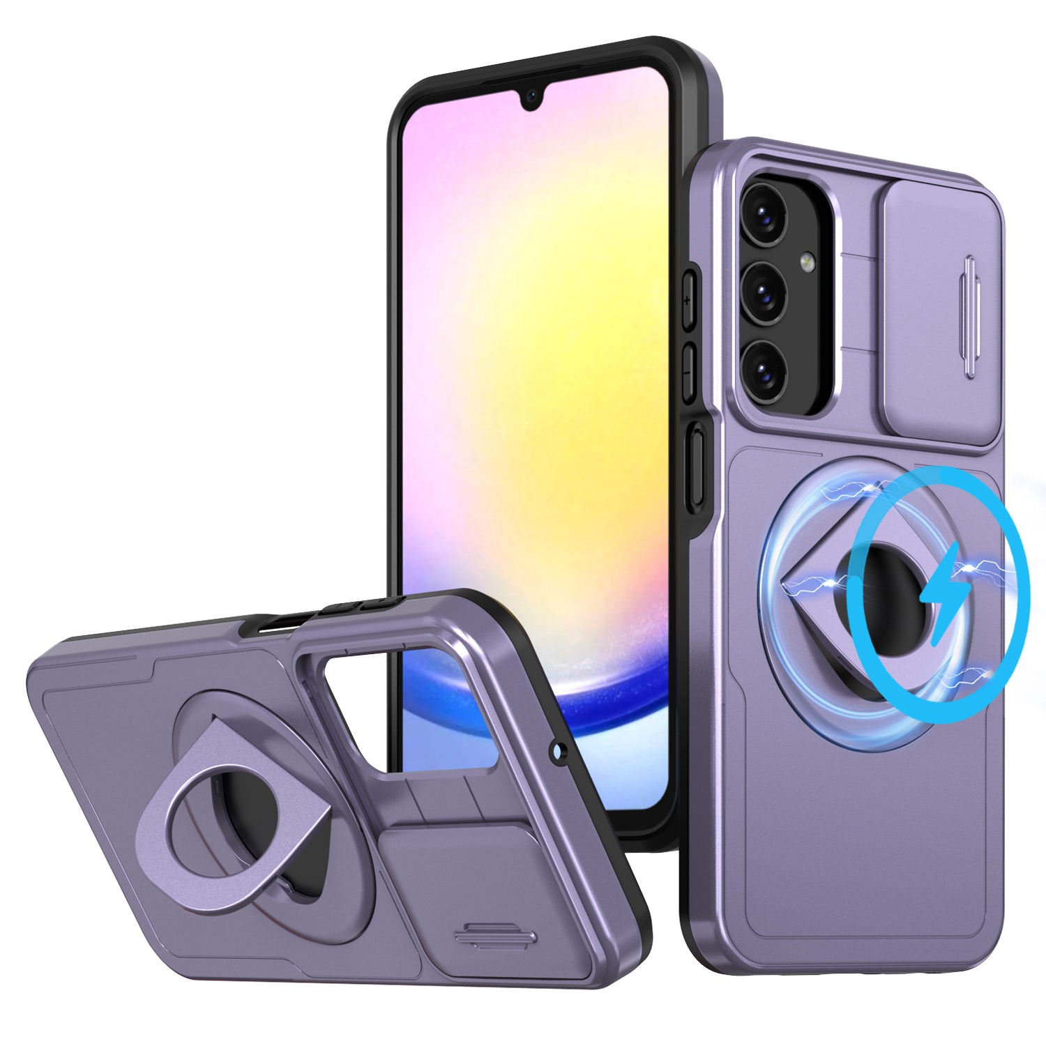 For Samsung Galaxy A05s 4G Case Built-in KickstandTPU+PC Phone Cover Slide Lens Protection