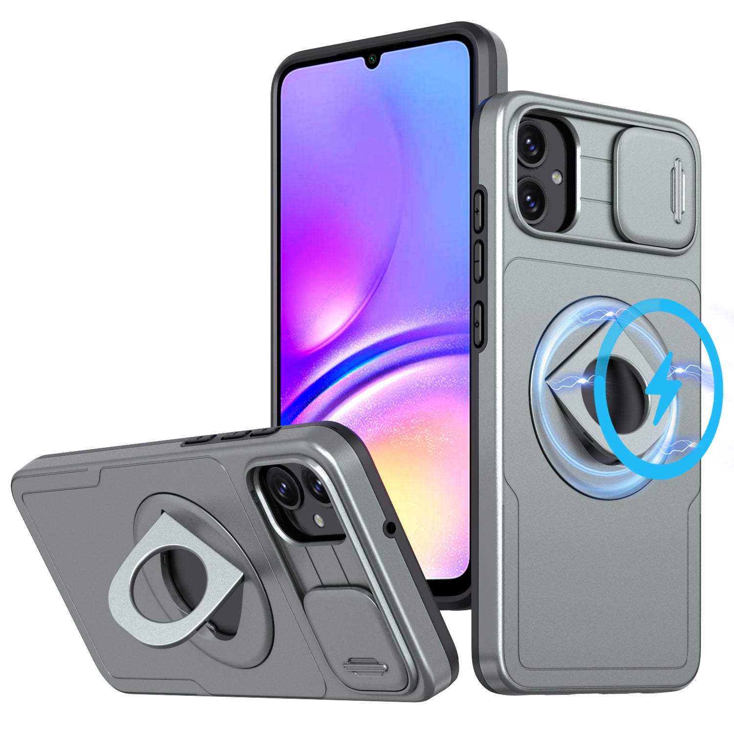 For Samsung Galaxy A05 4G Case Camera Protection Kickstand Dual Layer Hybrid TPU+PC Phone Cover