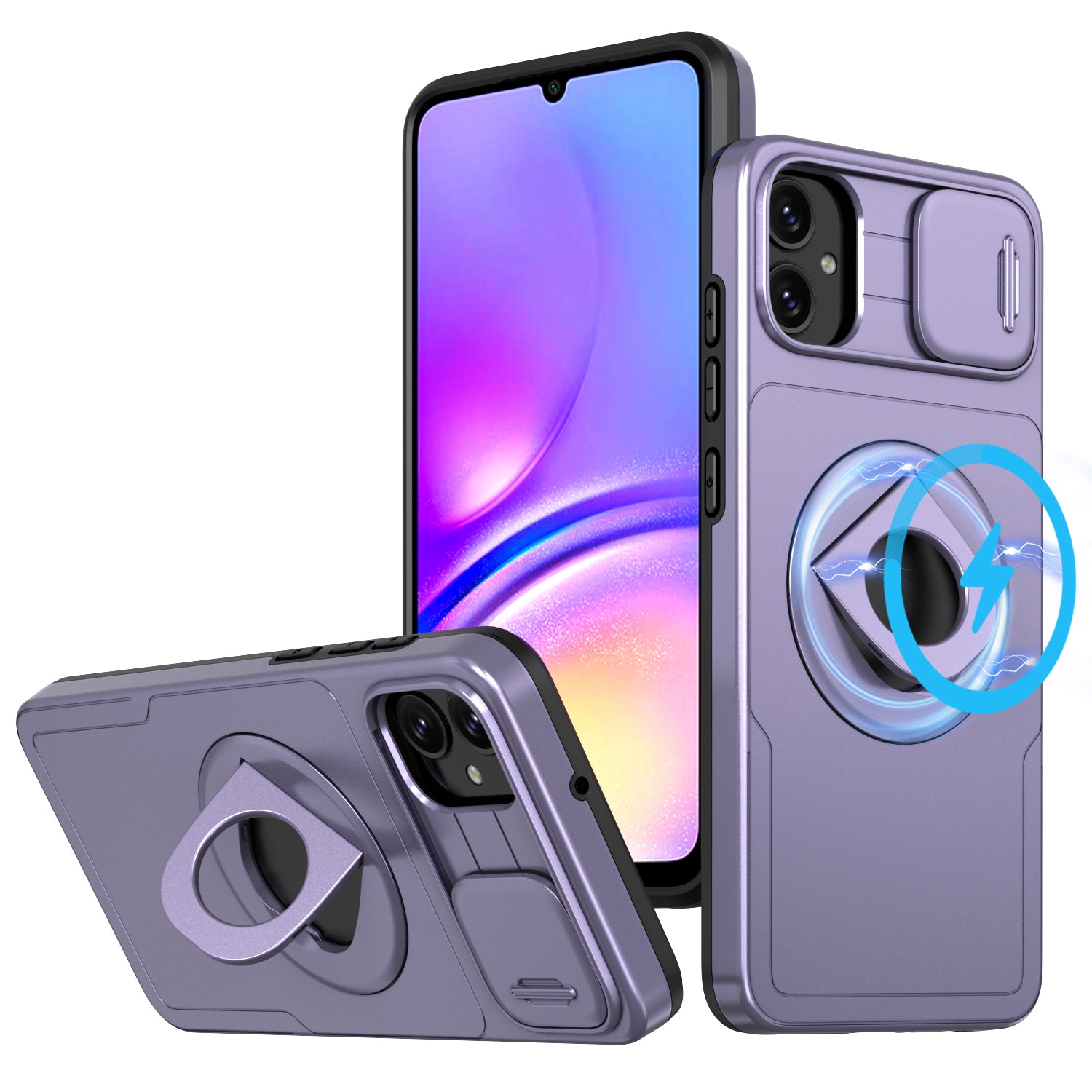 For Samsung Galaxy A05 4G Case Camera Protection Kickstand Dual Layer Hybrid TPU+PC Phone Cover
