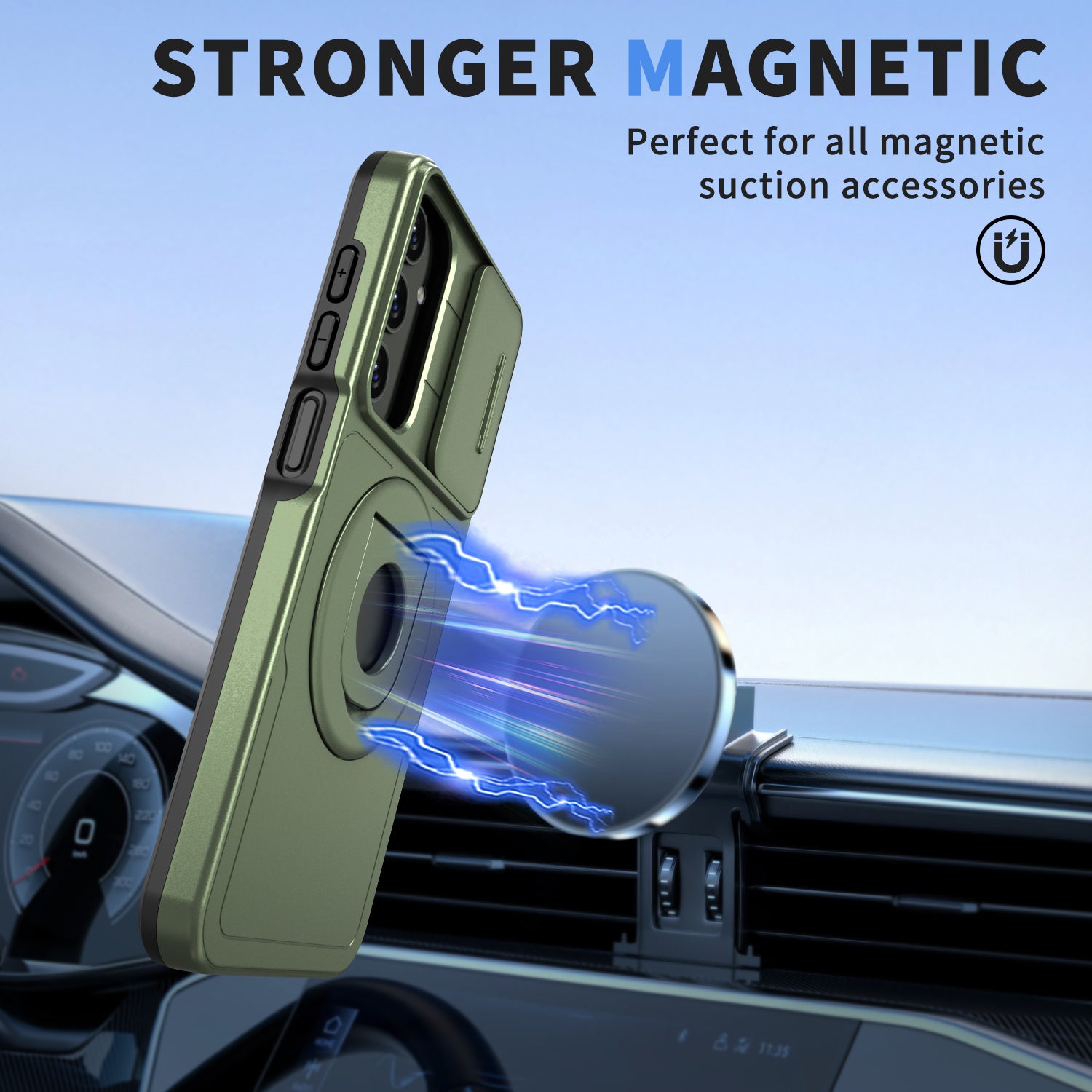 For Samsung Galaxy A34 5G Case Slide Camera Window TPU+PC Magnetic Phone Cover