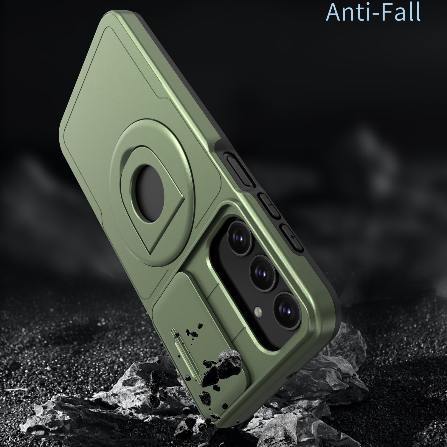 For Samsung Galaxy A24 4G (162.1 x 77.6 x 8.3mm) Case with Kickstand / Slide Camera Cover TPU+PC Phone Shell