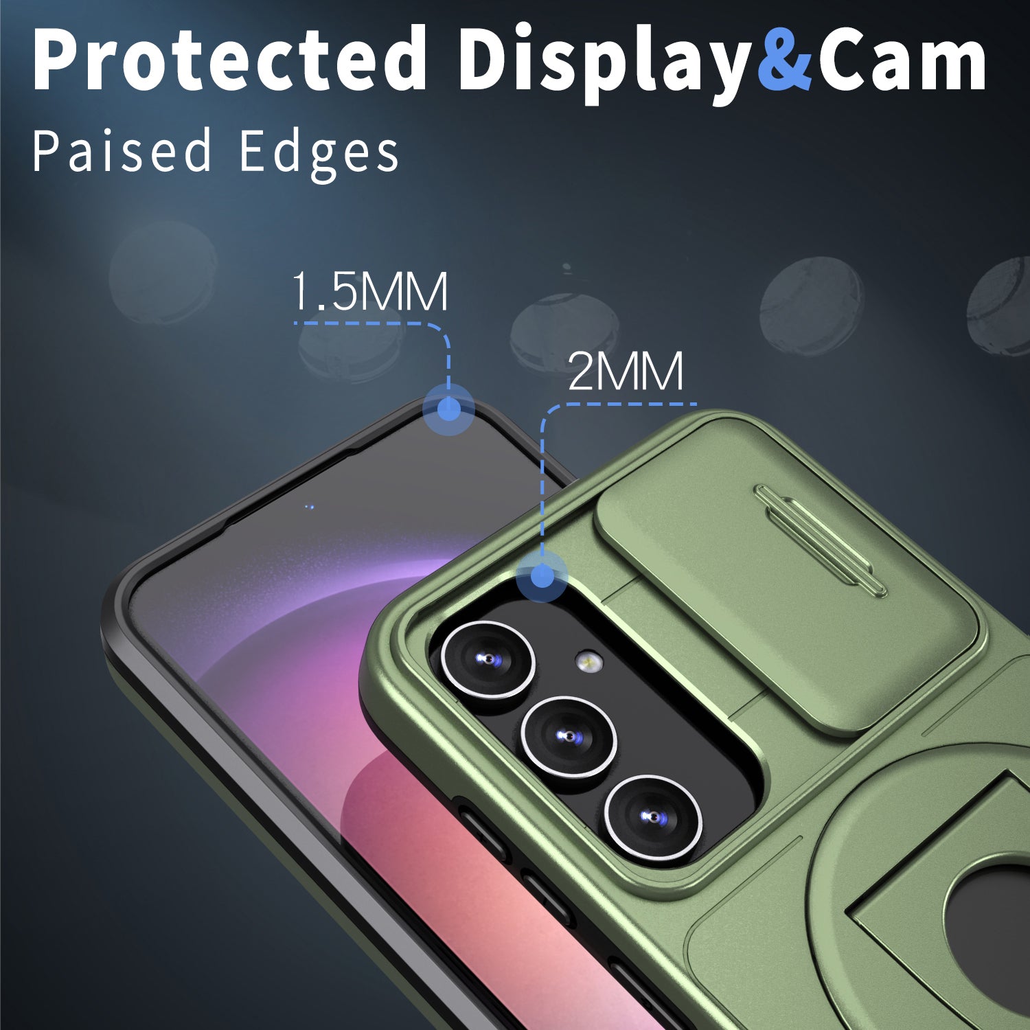 For Samsung Galaxy A13 4G / 5G Kickstand Case Slide Lens Lid TPU+PC Anti-Drop Phone Cover
