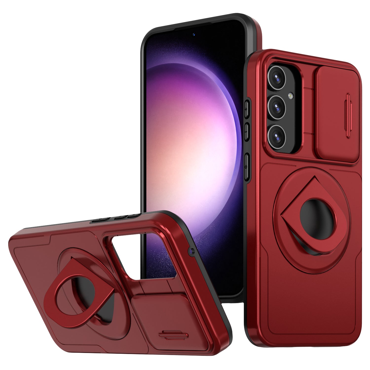 For Samsung Galaxy A13 4G / 5G Kickstand Case Slide Lens Lid TPU+PC Anti-Drop Phone Cover