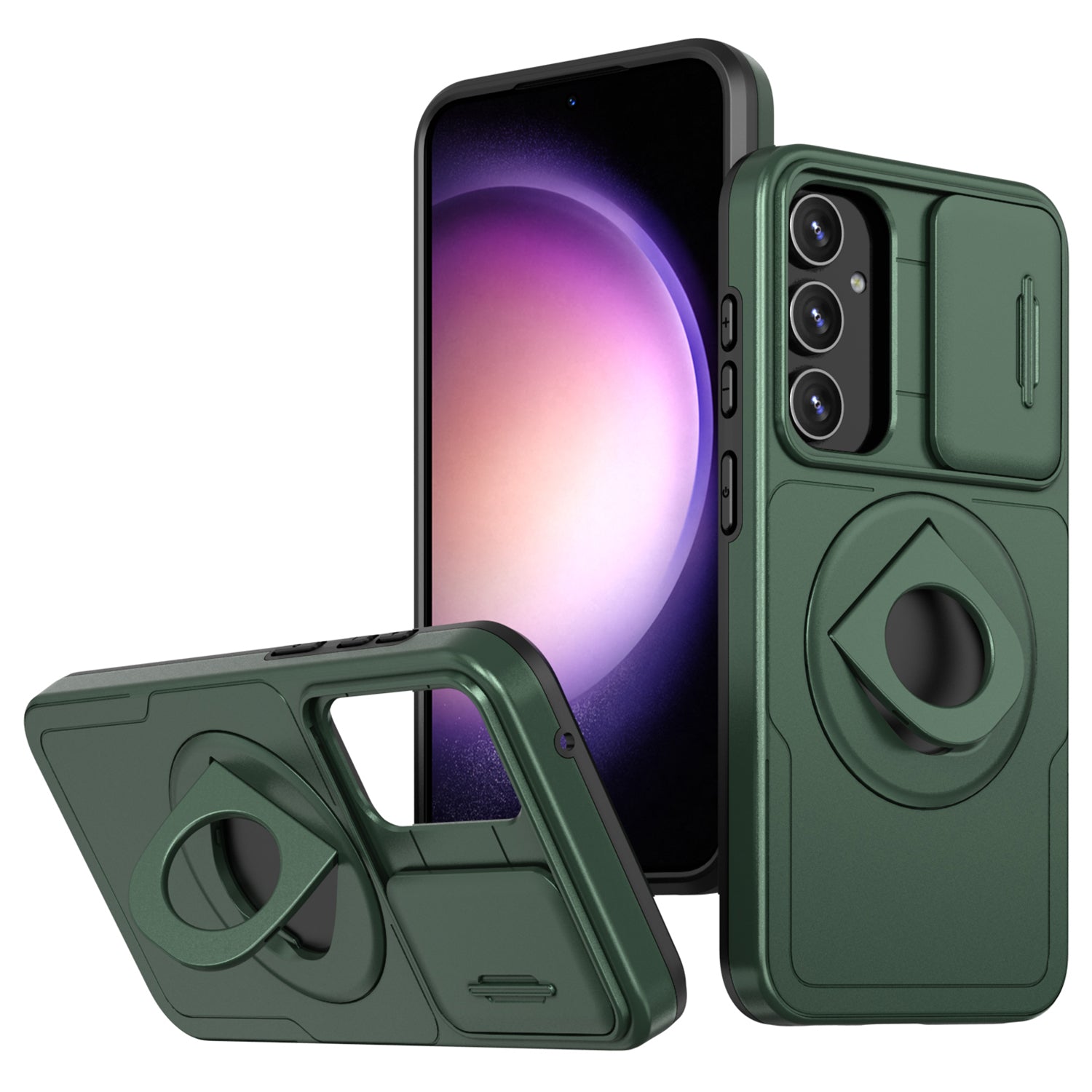 For Samsung Galaxy A13 4G / 5G Kickstand Case Slide Lens Lid TPU+PC Anti-Drop Phone Cover