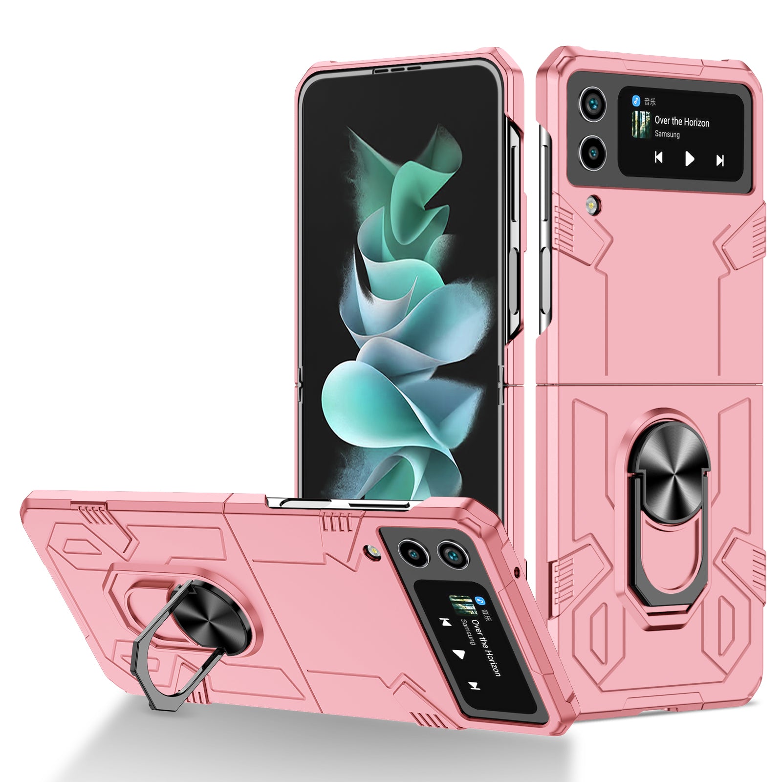 For Samsung Galaxy Z Flip4 5G Case Hard PC Ring Kickstand Phone Cover Support Magnetic Car Mount