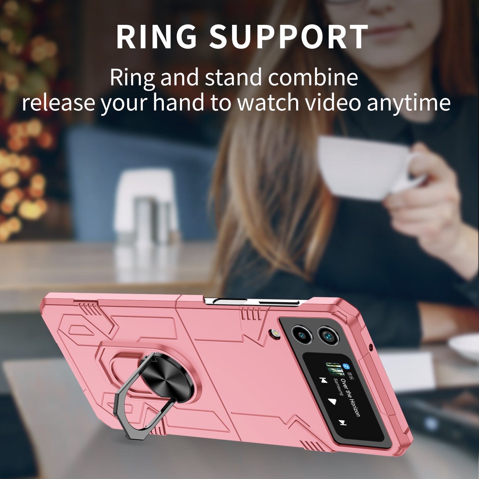 For Samsung Galaxy Z Flip4 5G Case Hard PC Ring Kickstand Phone Cover Support Magnetic Car Mount