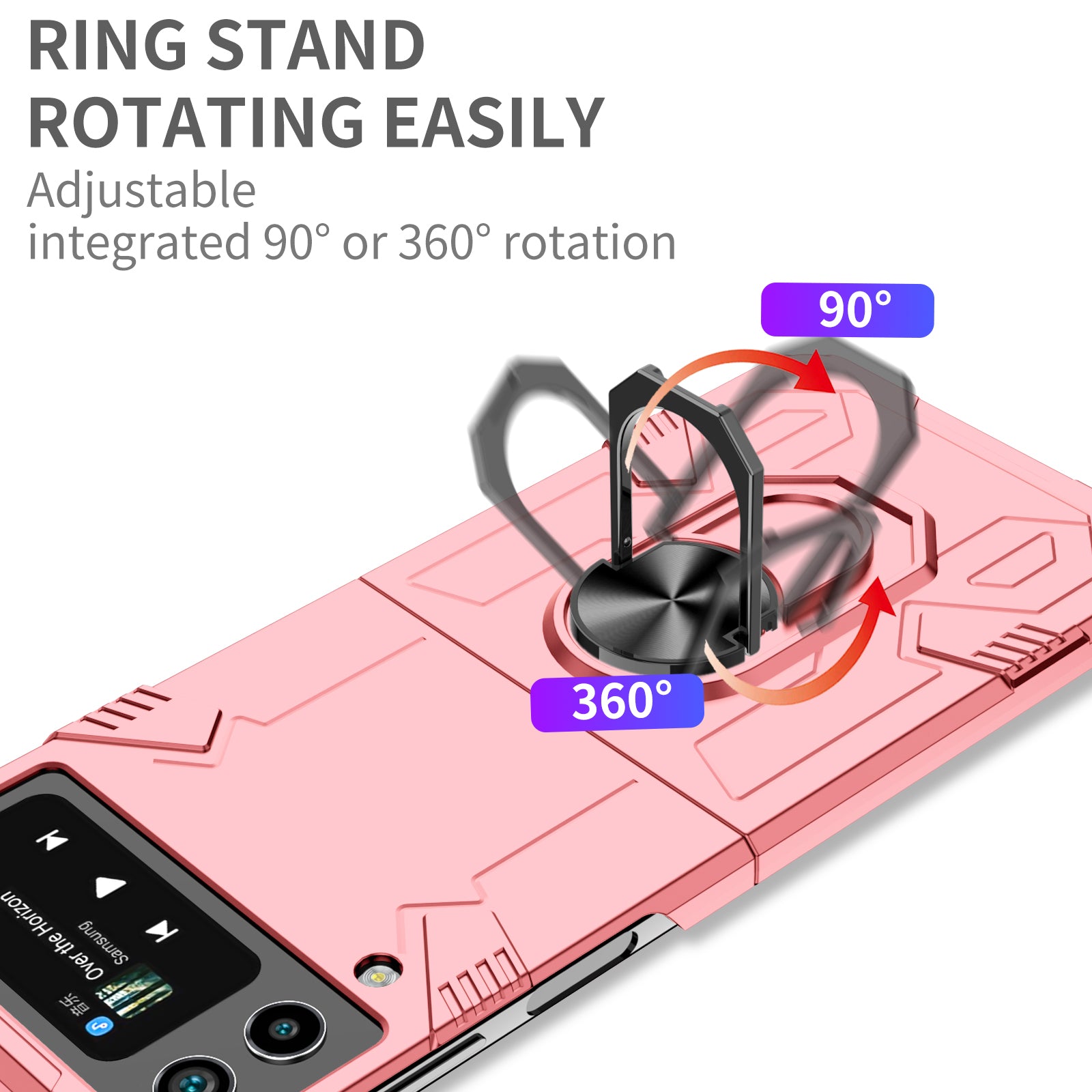 For Samsung Galaxy Z Flip4 5G Case Hard PC Ring Kickstand Phone Cover Support Magnetic Car Mount