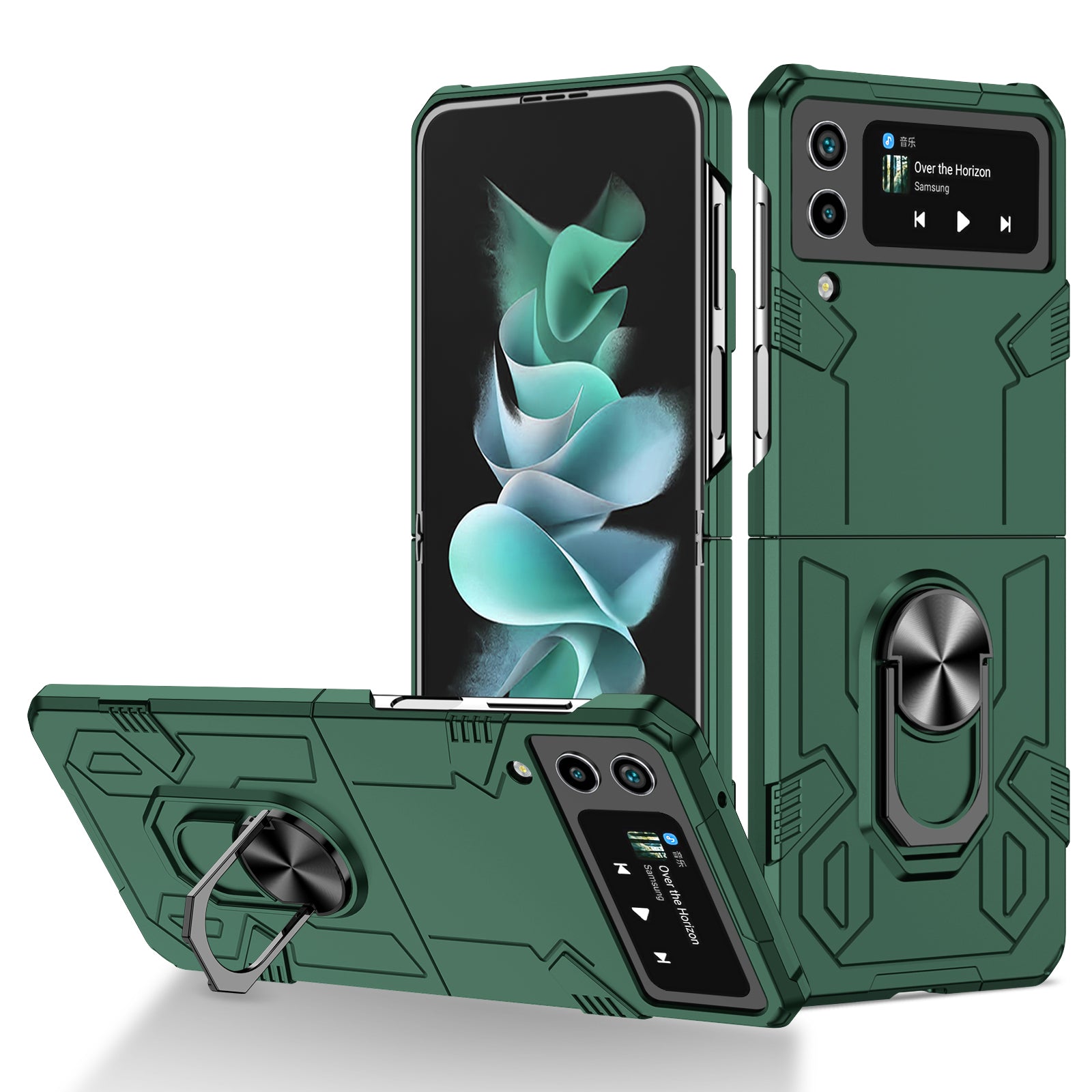 For Samsung Galaxy Z Flip4 5G Case Hard PC Ring Kickstand Phone Cover Support Magnetic Car Mount